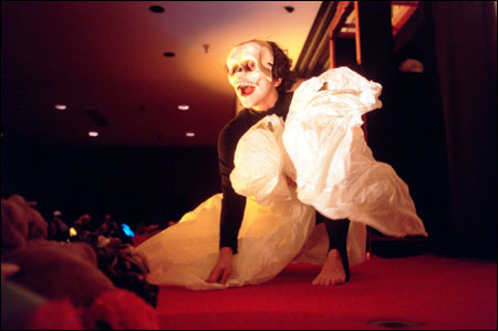 Ciria Gomez with skeleton