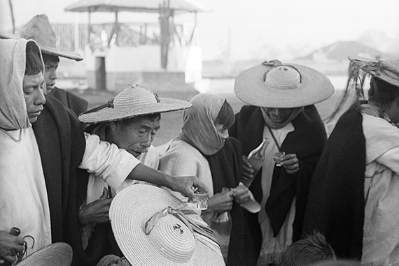 Ritual drinks served during a fiesta, Dec. 31, 1961.