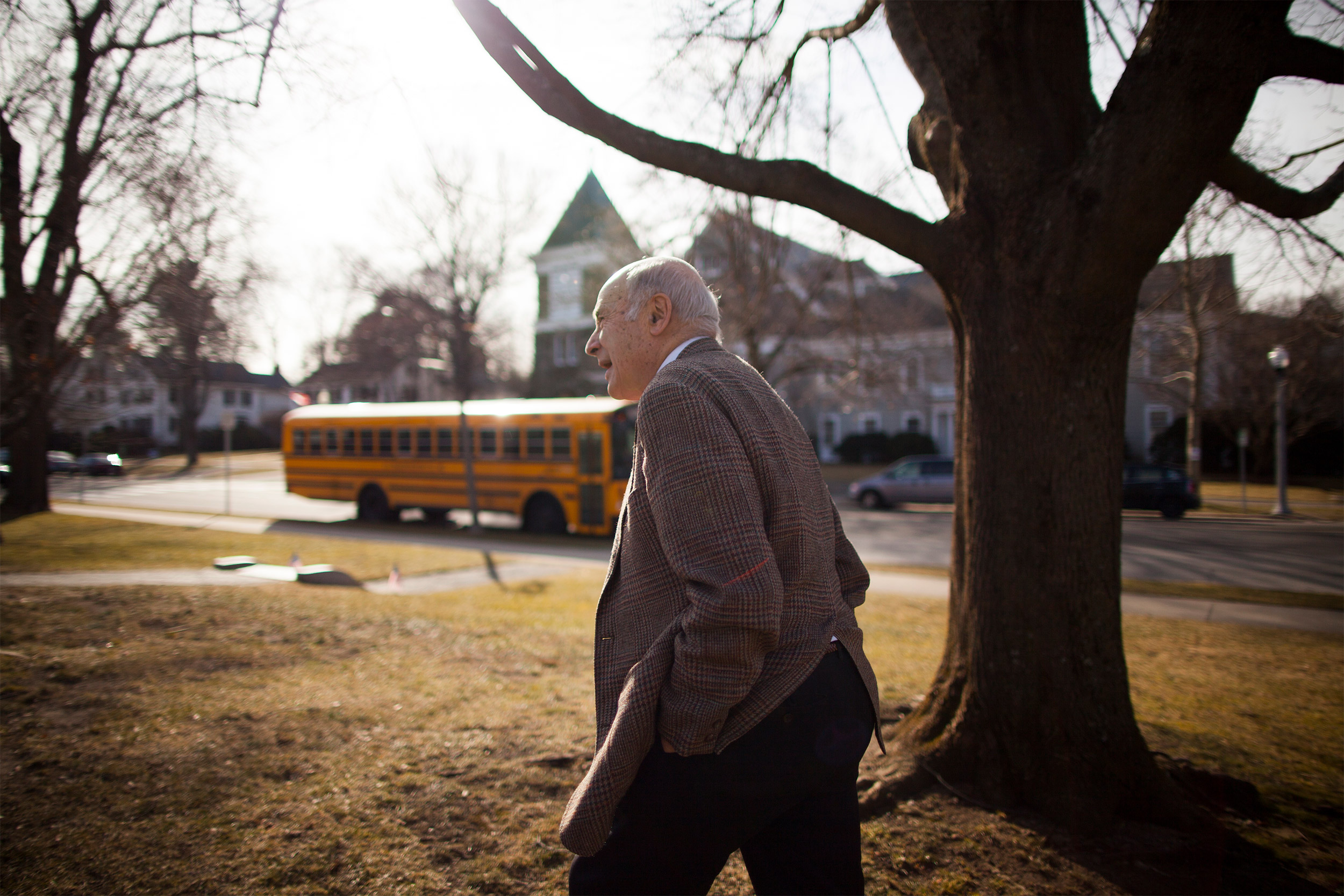 Joseph Nye walking outside.