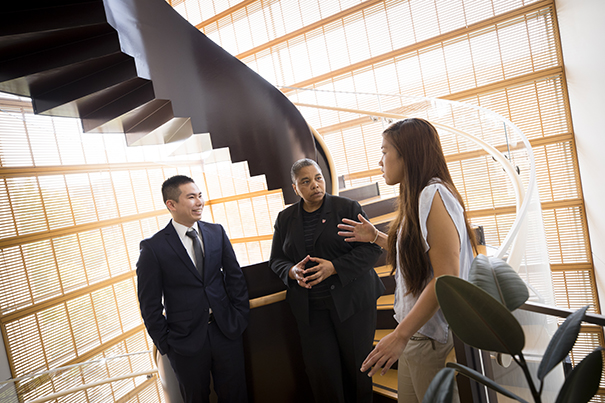 Professor Latanya Sweeney (center) with the study’s co-authors Ji Su Yoo (right) and Jinyan Zang (left).