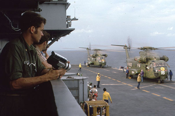 An amateur cameraman, Zarins captured the action unfolding on the deck of the USS Okinawa as he waited to deploy.