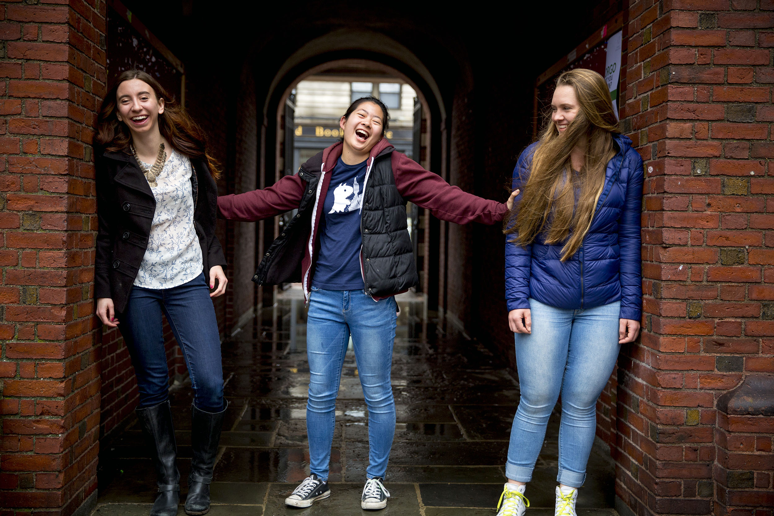 Thayer House freshmen friends, Kristie Colton, '20 of Utah (from left); Georgia Seidel, '20 of Australia, and Rebecca Chen, '20 of California.