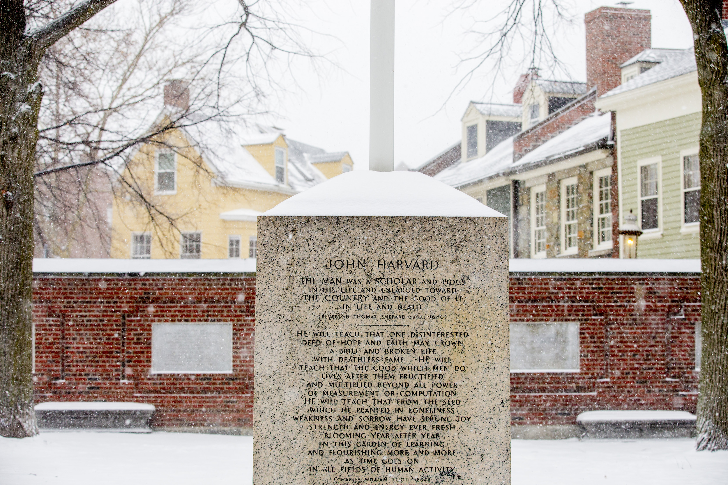 Engraved stone, John Harvard Mall, Charlestown.