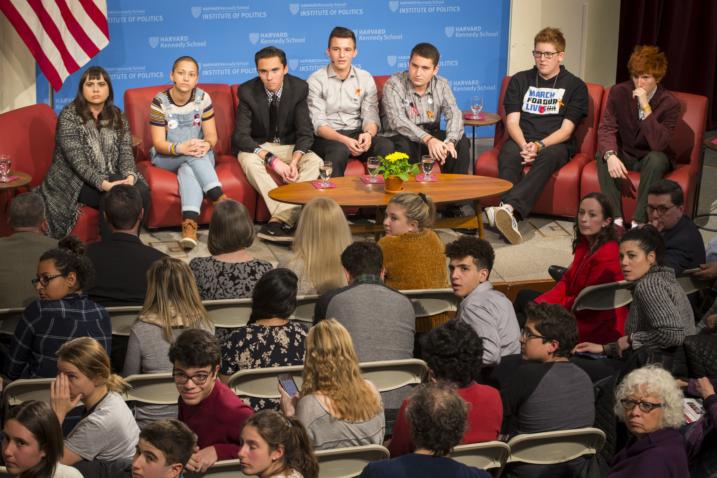 Meighan Stone, Emma Gonzalez, David Hogg, Cameron Kasky, Alex Wind, Matt Deitsch, and Ryan Deitsch.