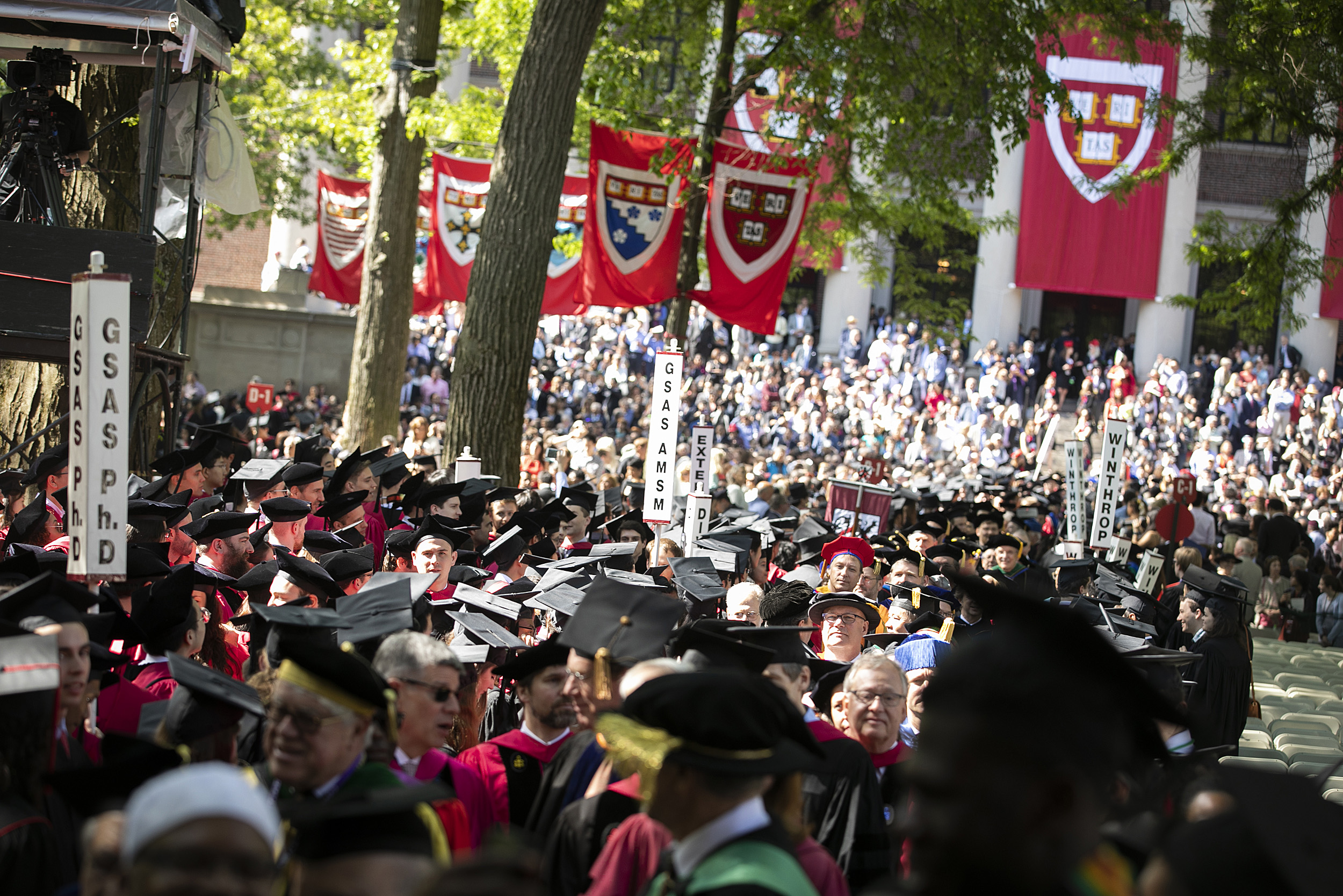 Sea of graduates in Harvard Yard.