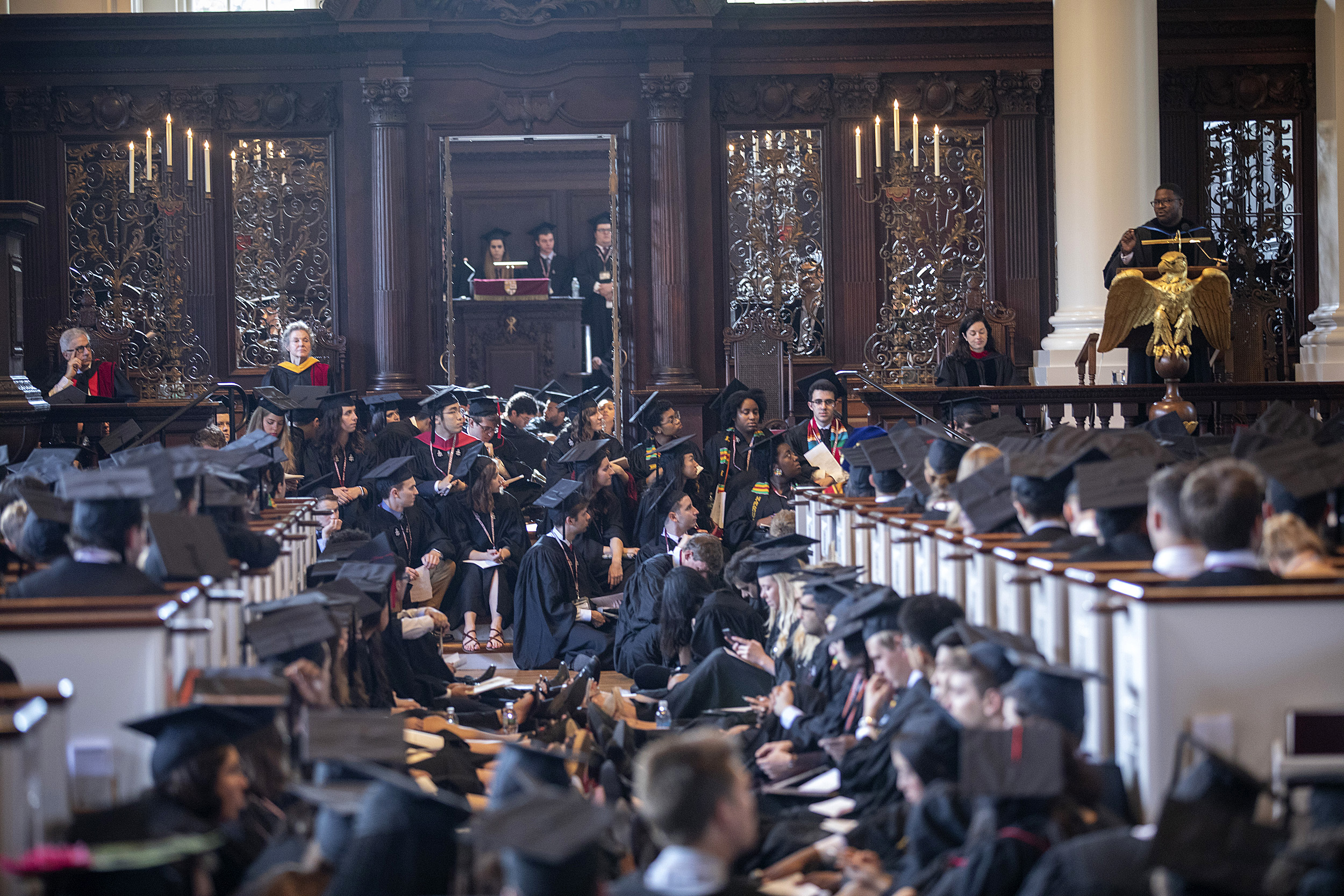 Memorial Church filled with graduates.