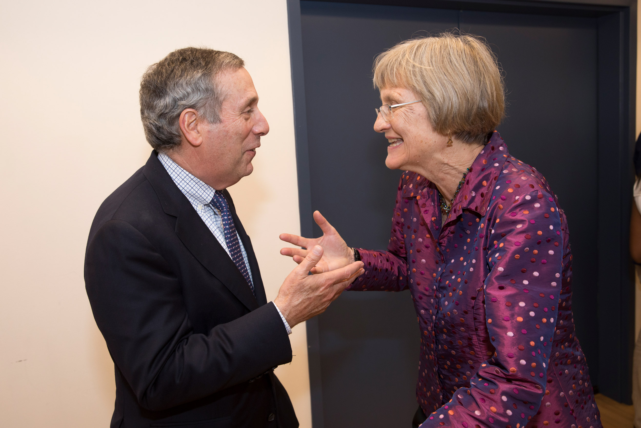 Larry Bacow and Drew Faust.