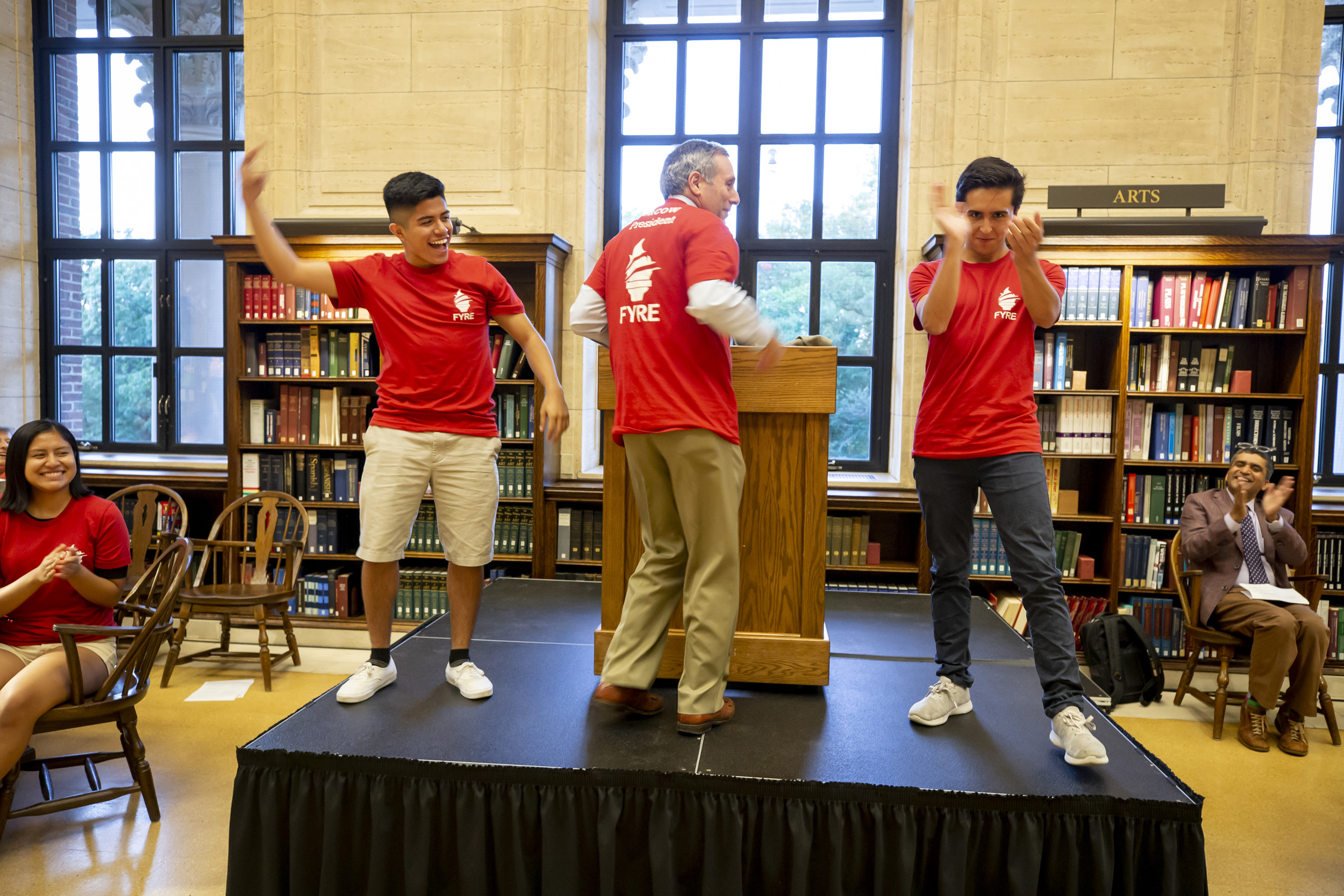 Andrew Perez, Larry Bacow, James Bedford.