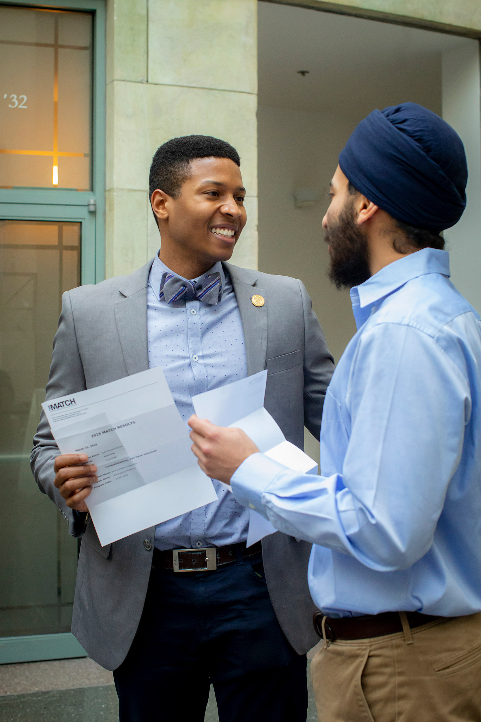 Kyle Burton and Manjinder Kandola learn where they will spend the next three to seven years of training.