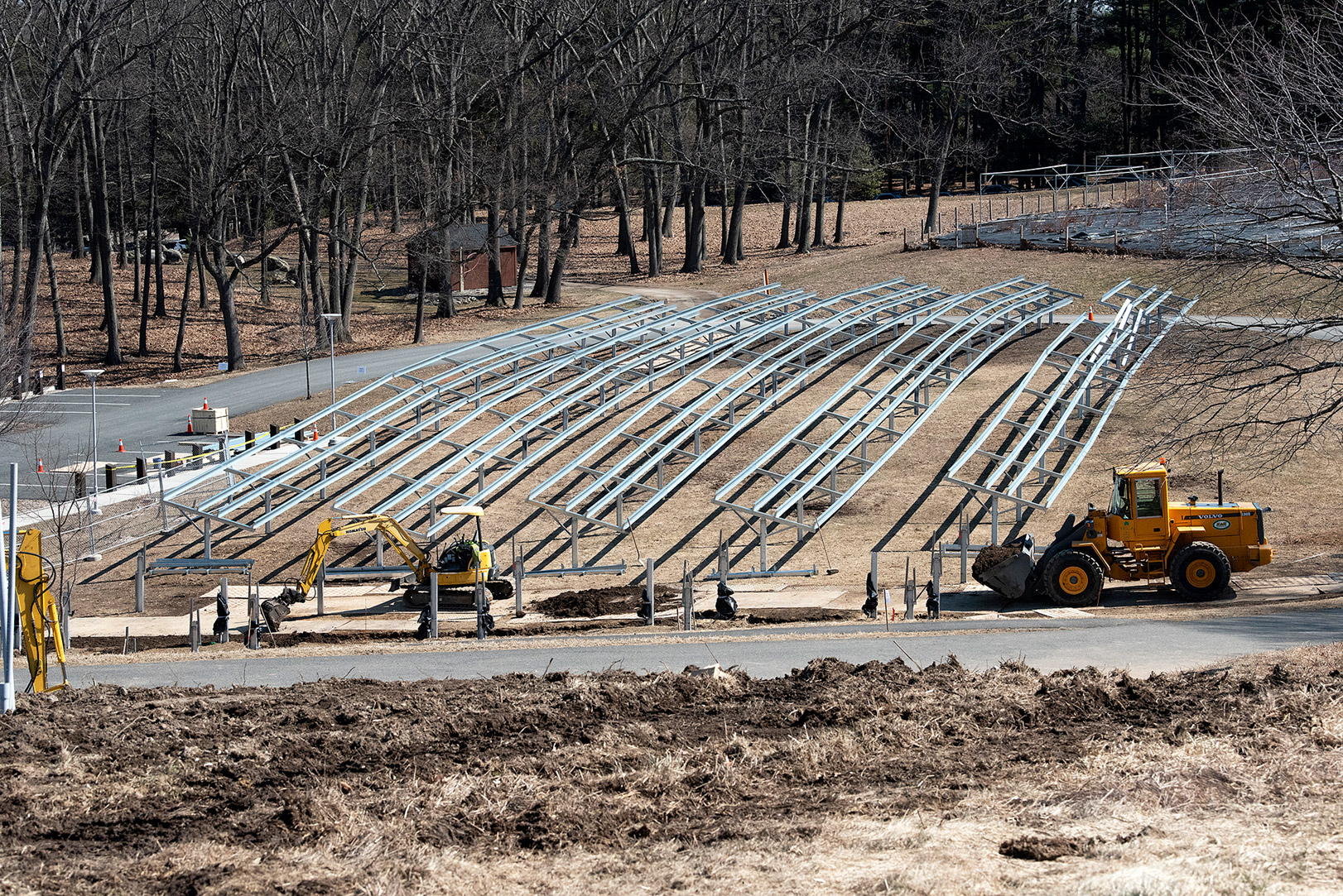 Construction materials laid out in the field