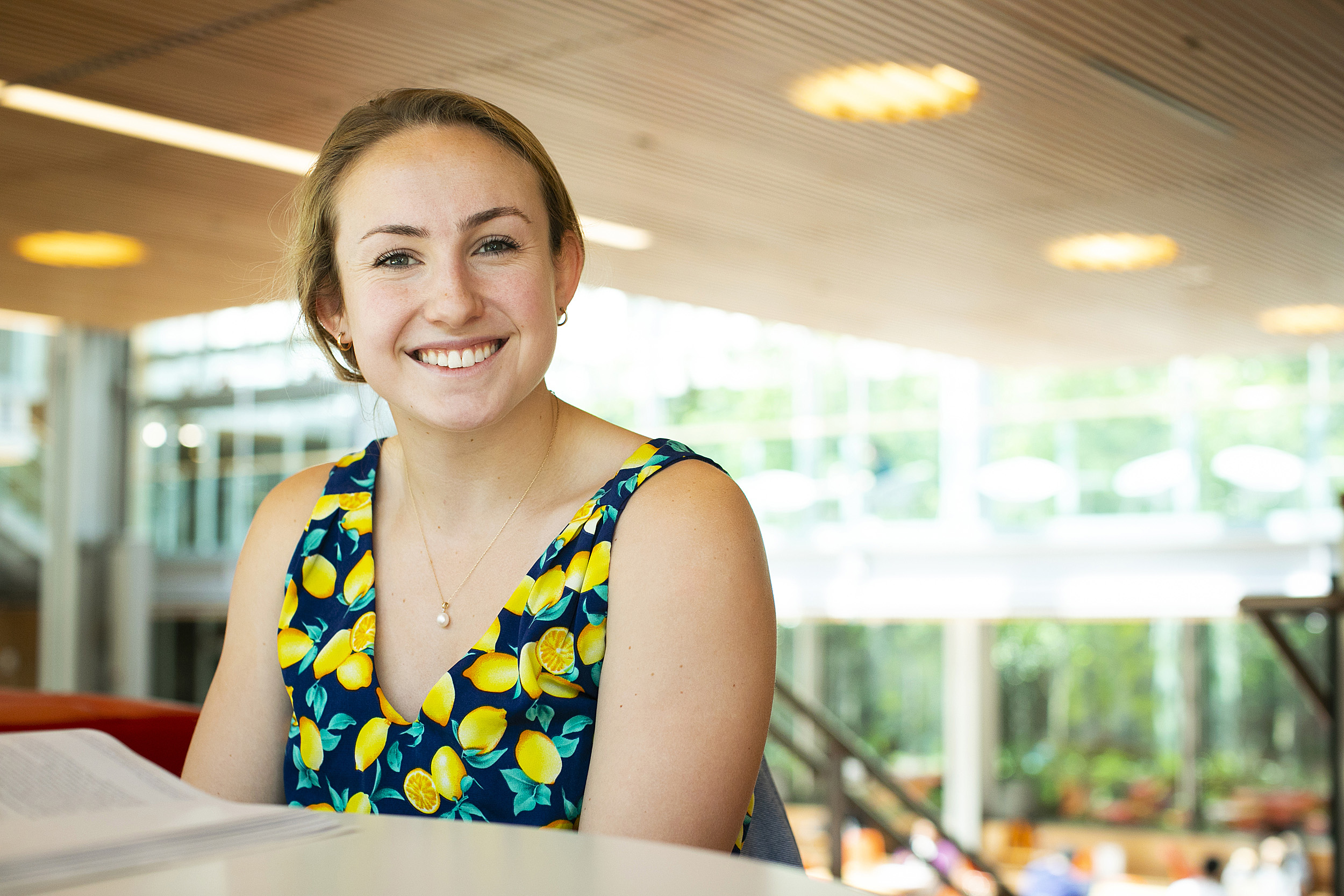 Allison Wiggins smiles in the Smith Campus Center