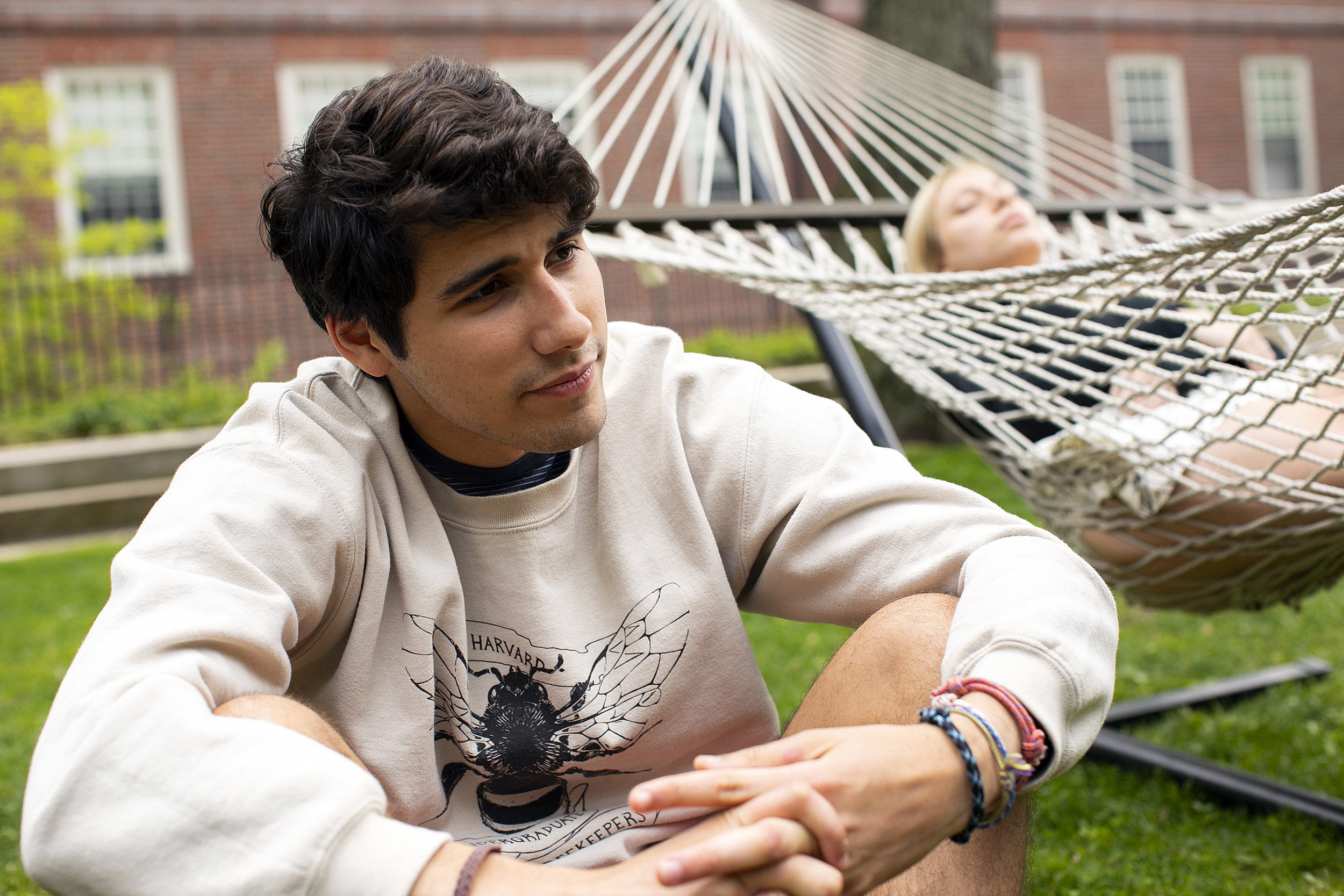 Noah Fanous in the Quincy House courtyard