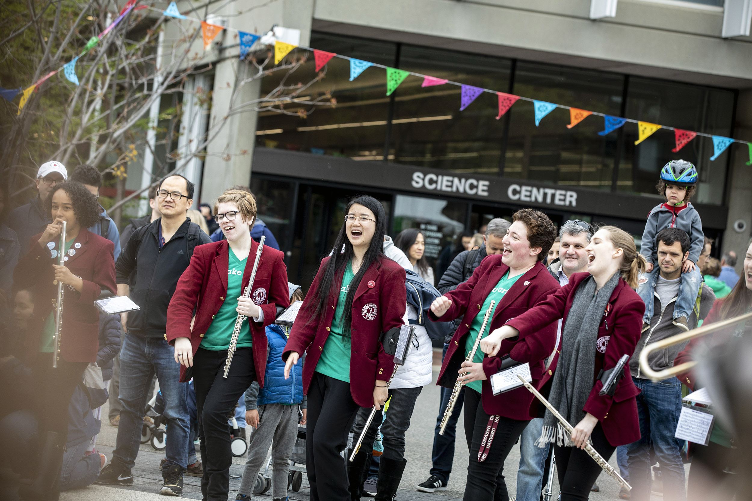 Harvard Marching Band performs on Science Center Plaza.