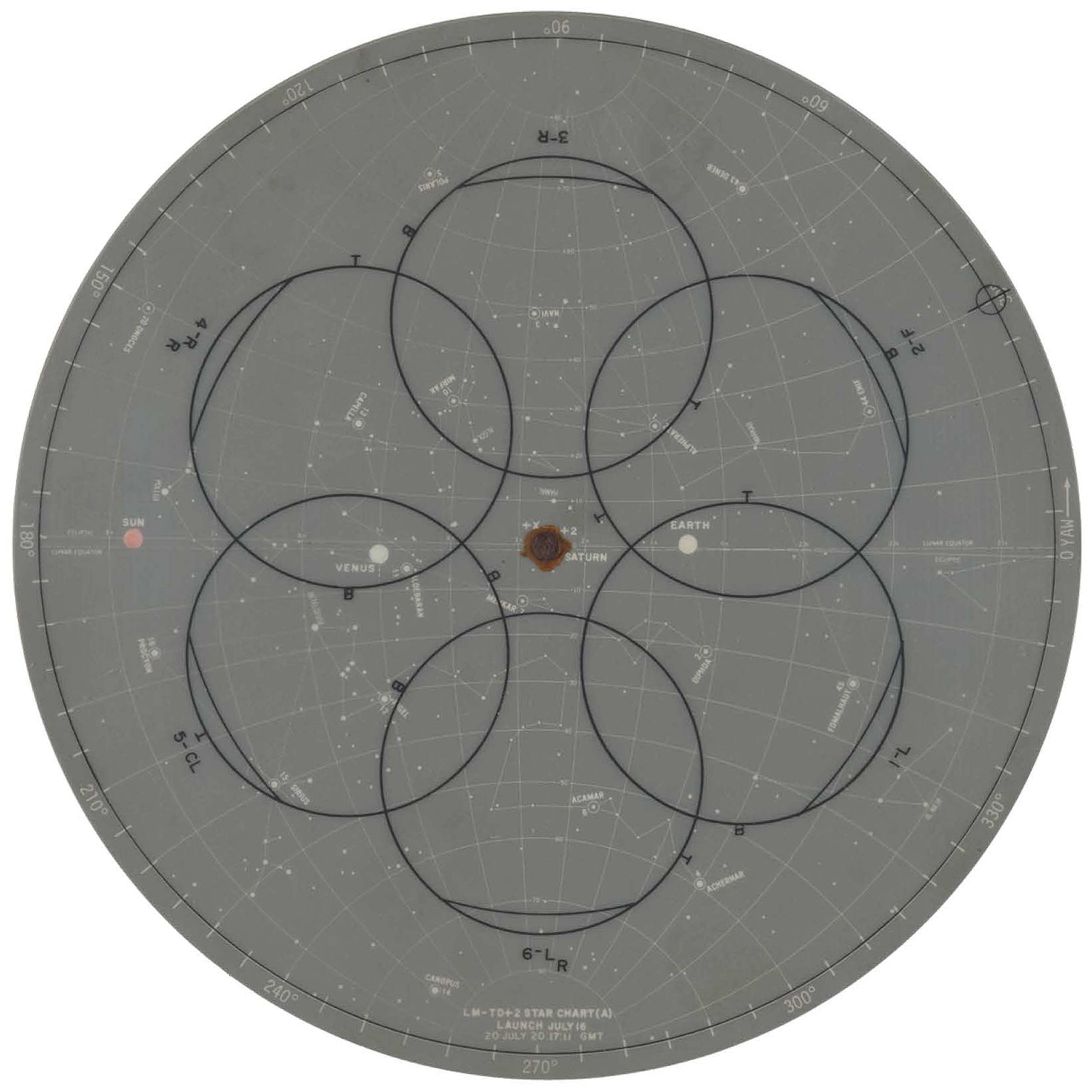 Front of star chart used on Apollo 11 mission.