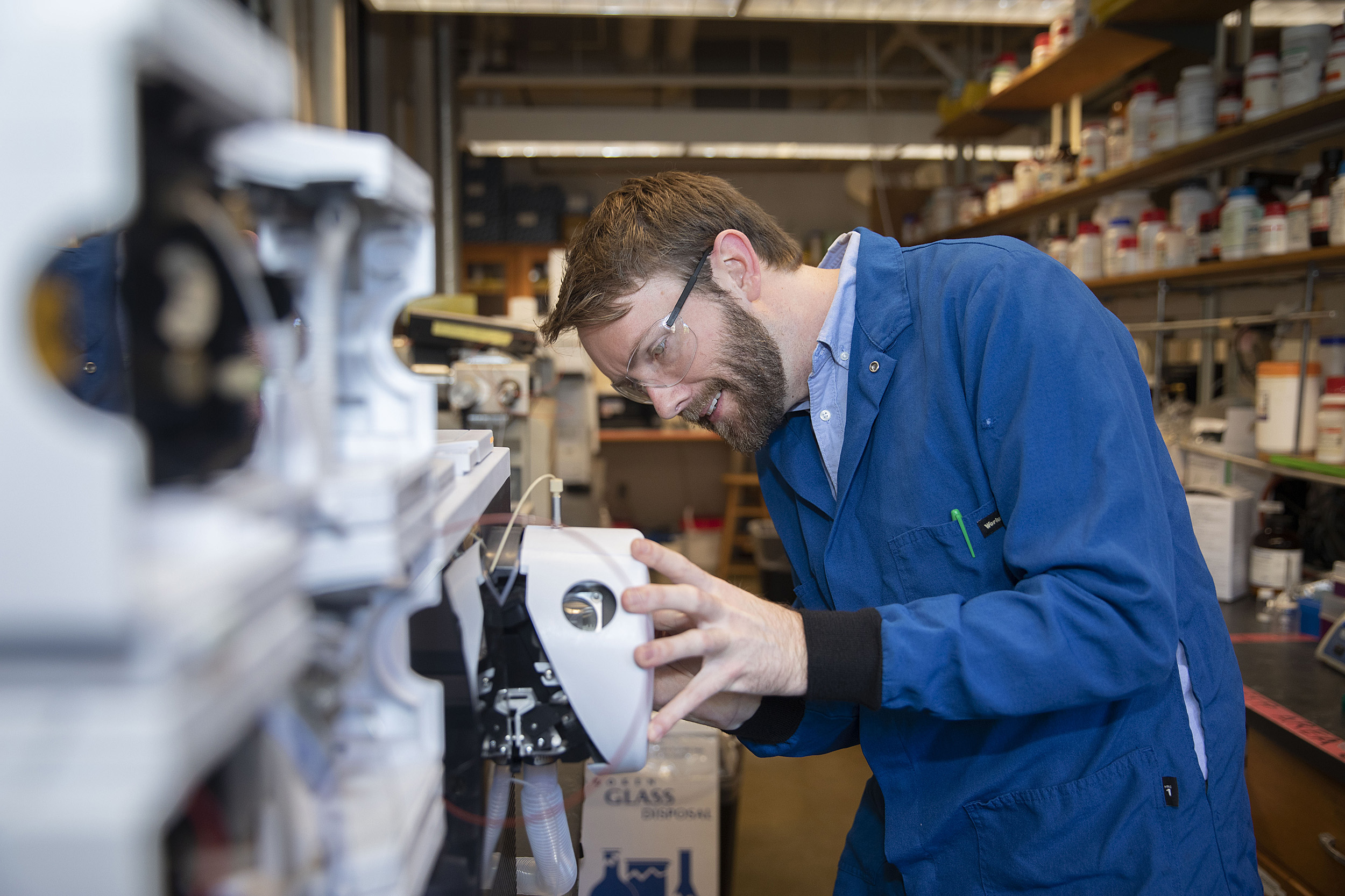 Brian Cafferty works in the lab.