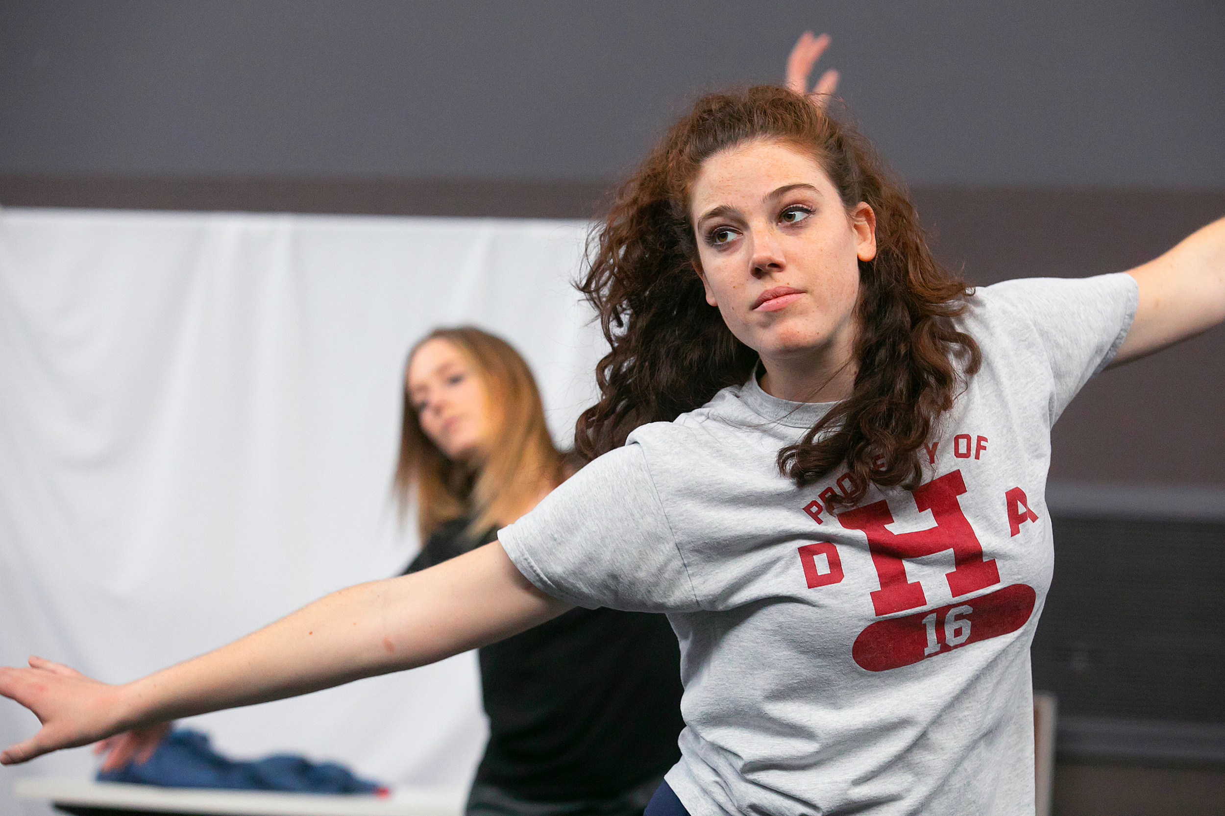 Dancers Mara Milner and Anna Antongiorgi rehearse.