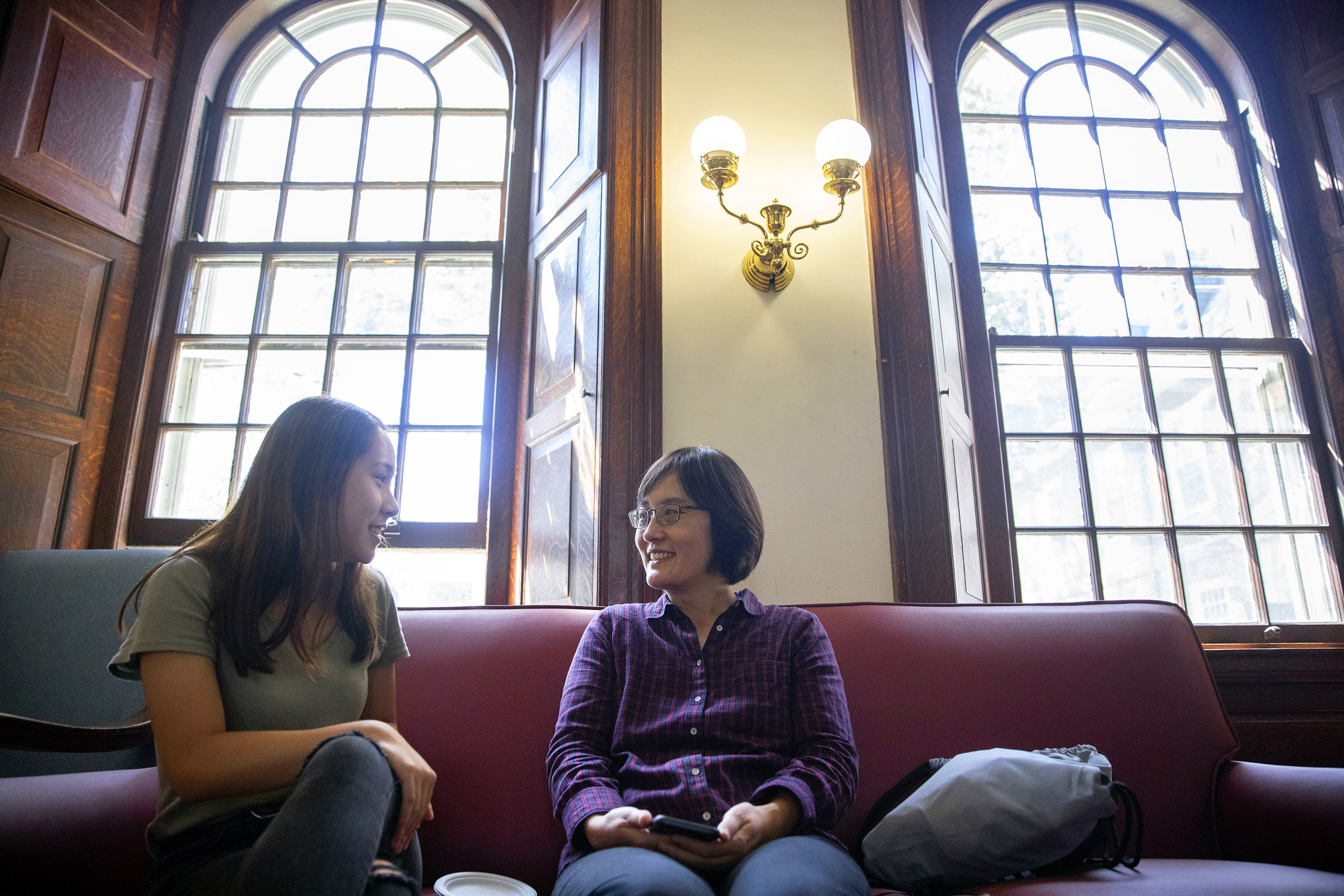 Student and her mother speaking