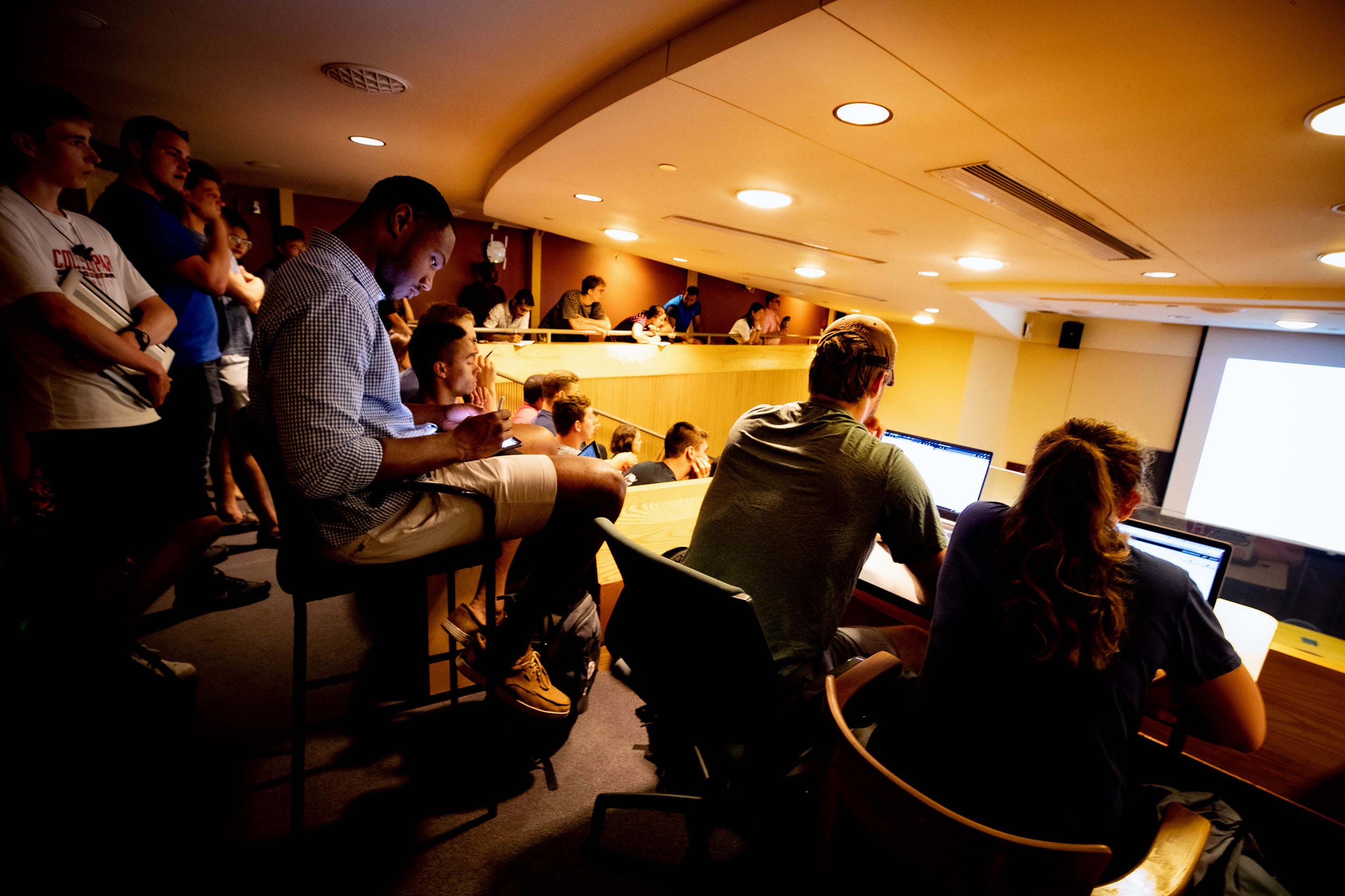 Students listen to lecture during class.