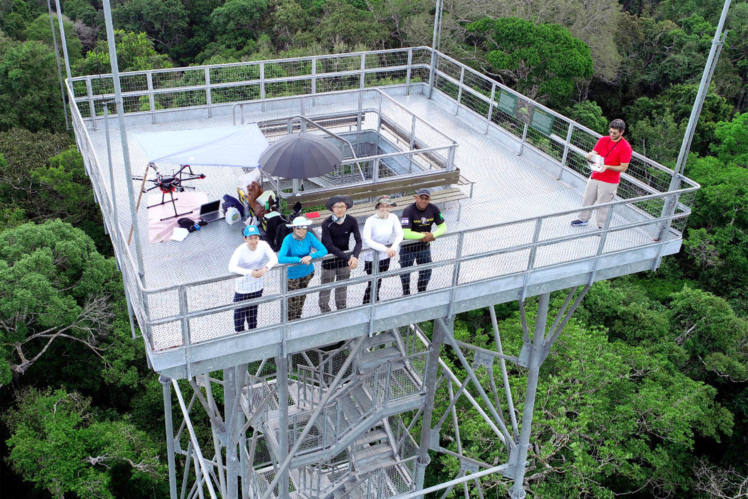 Drone team on the tower