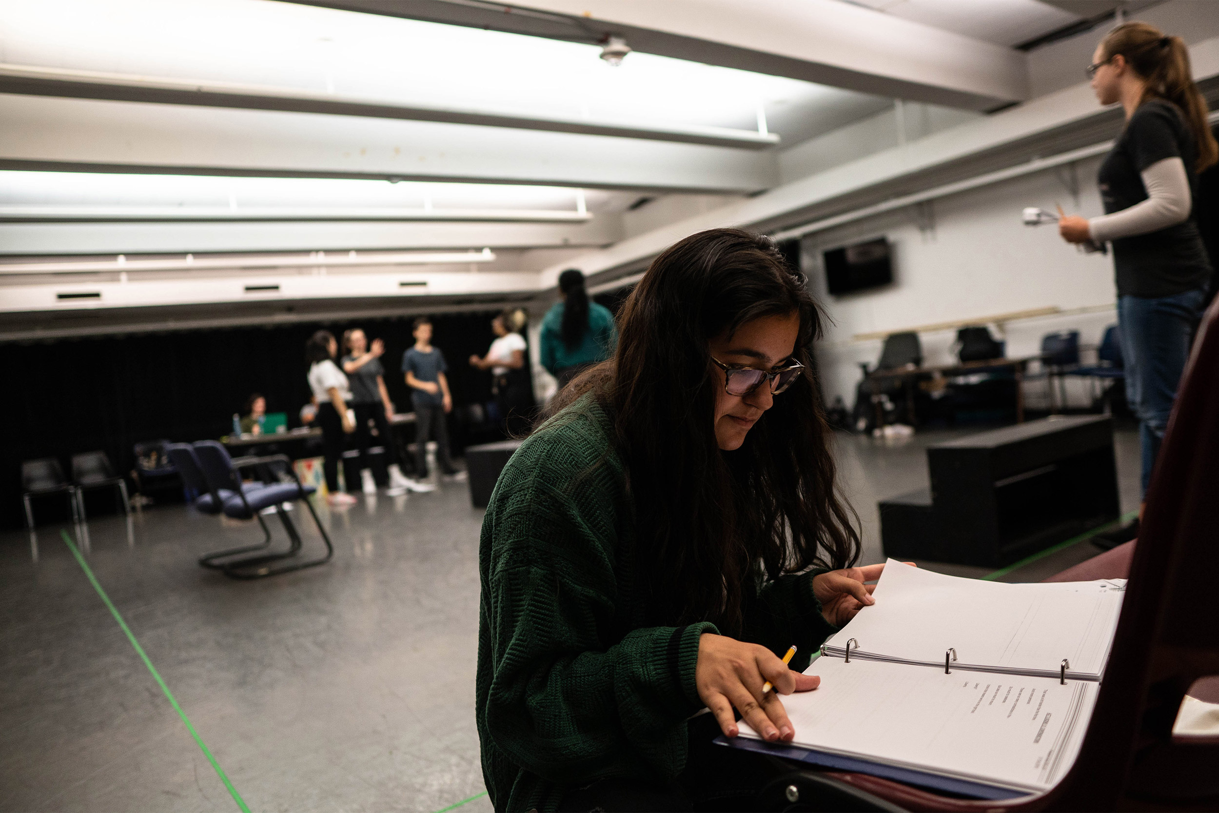 Daniella Santana of Mary Lyon Pilot High School reads her script.