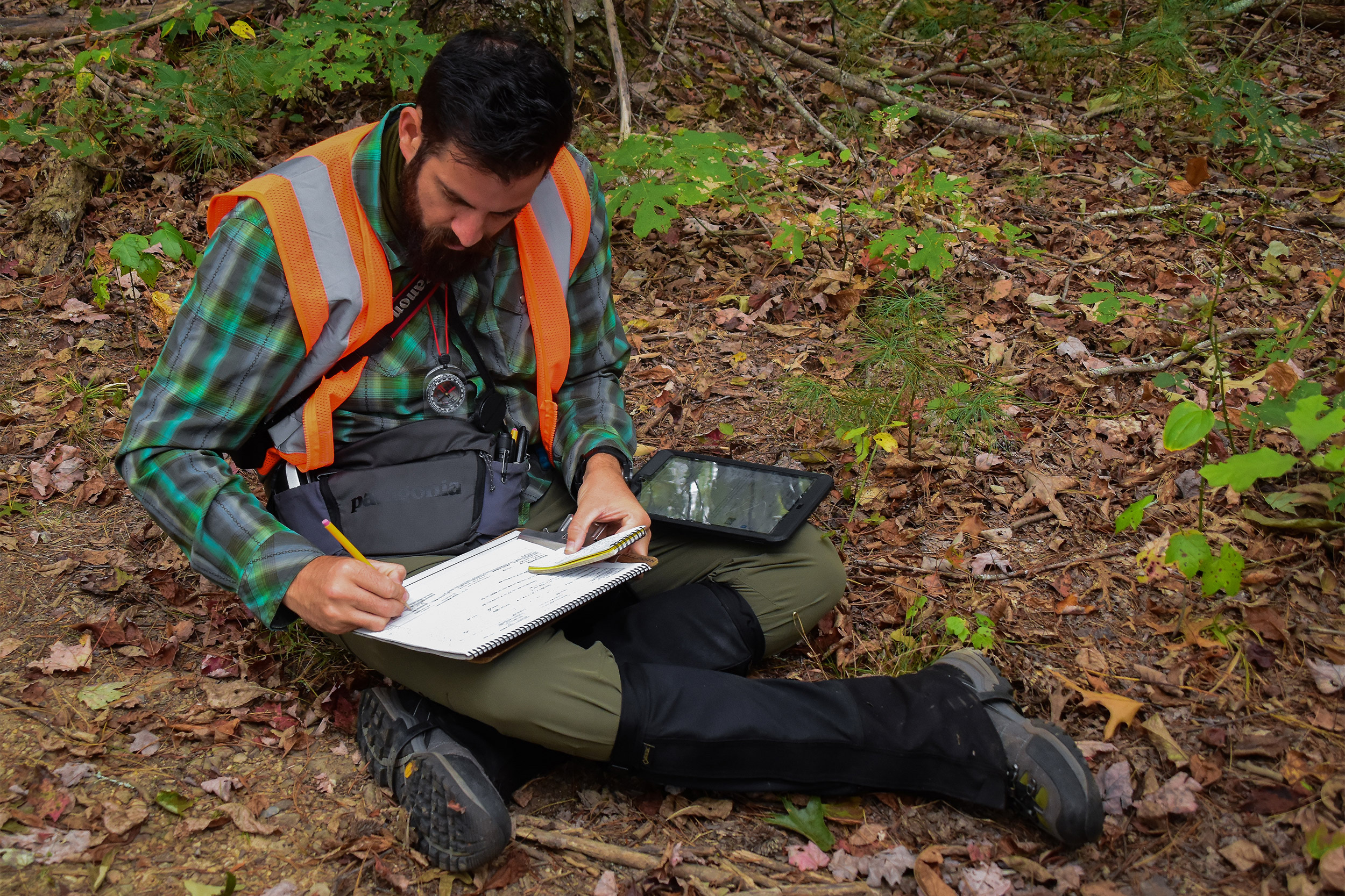 Sean Halloran records plant communities.