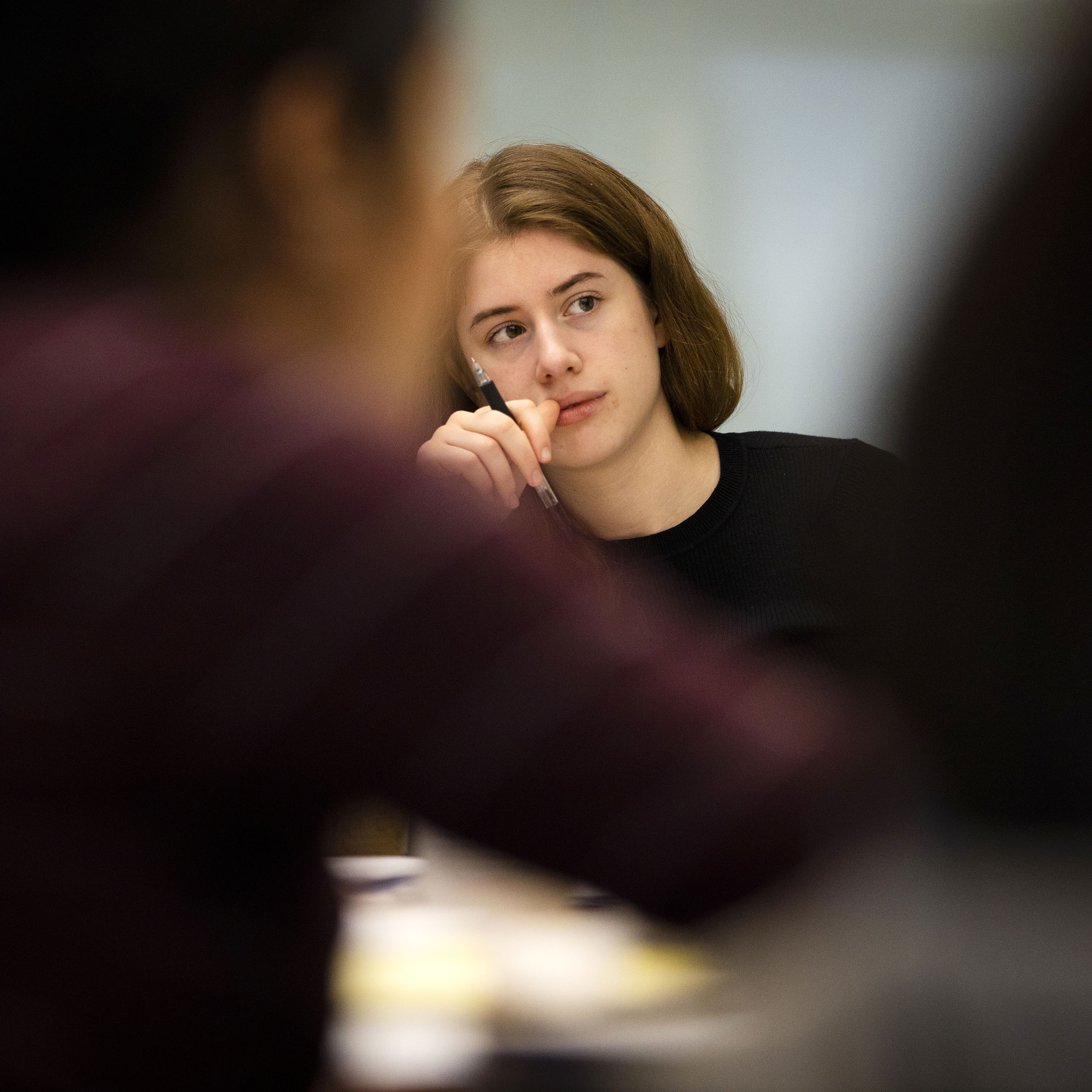 Jamie Halper is pictured during the writers' workshop.