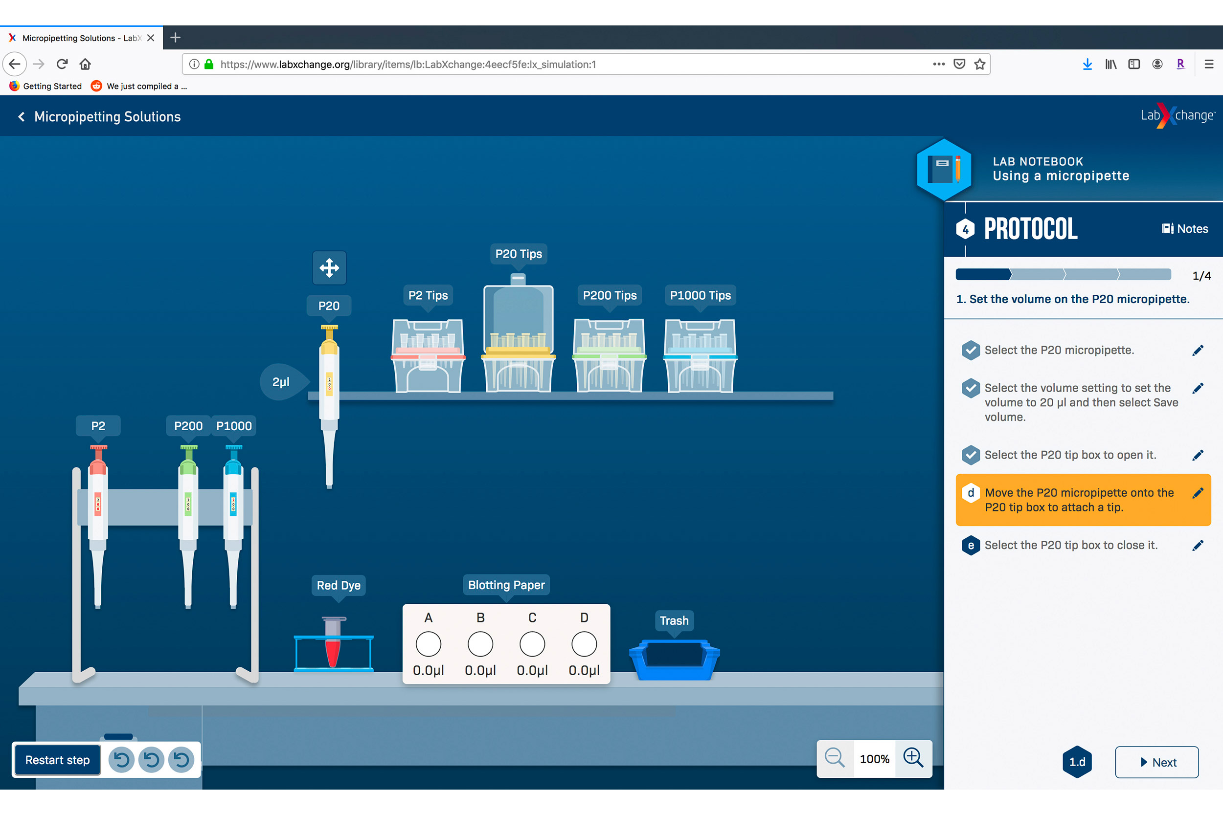 Online class with Micropipette Simulation.