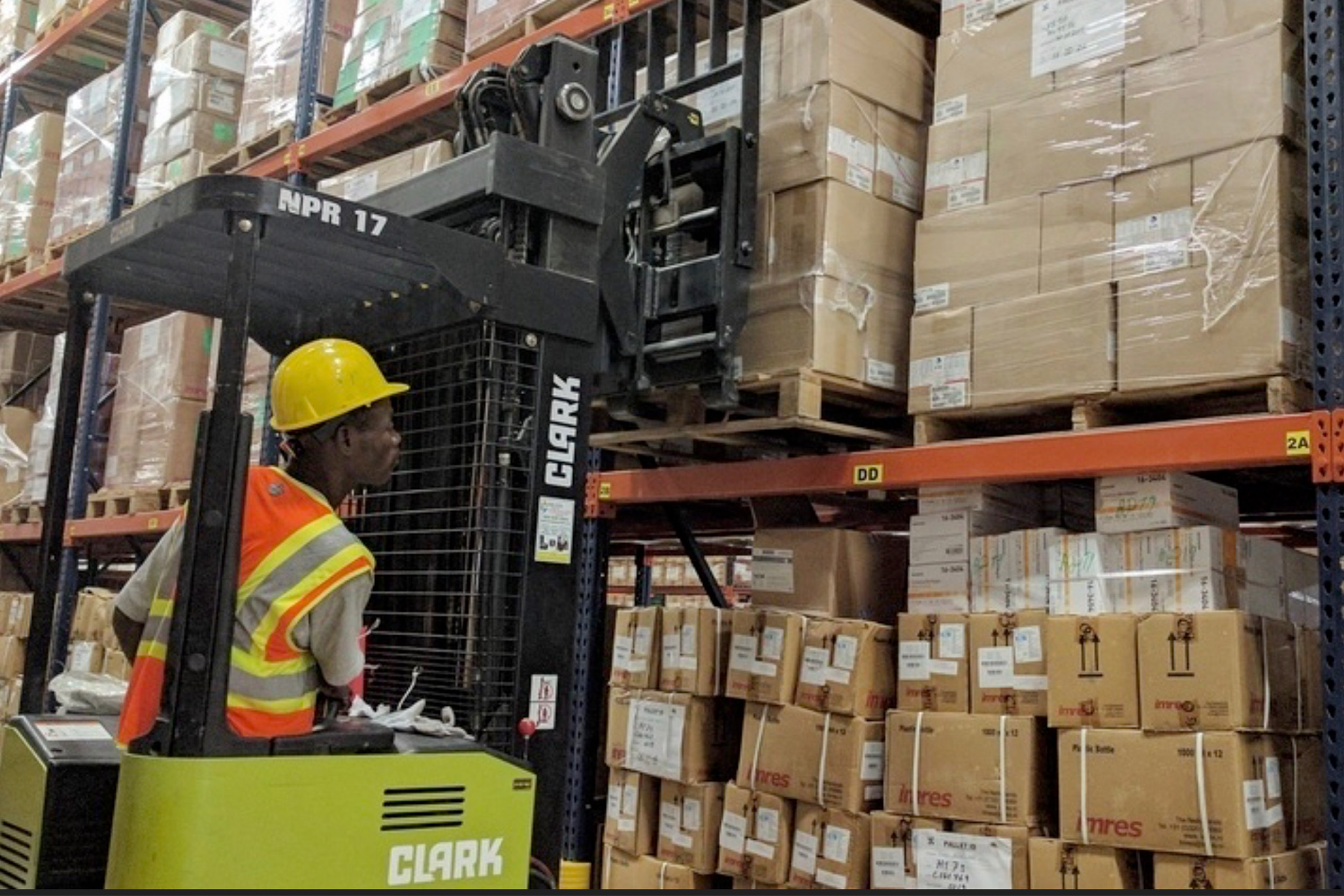 Man in supply warehouse.