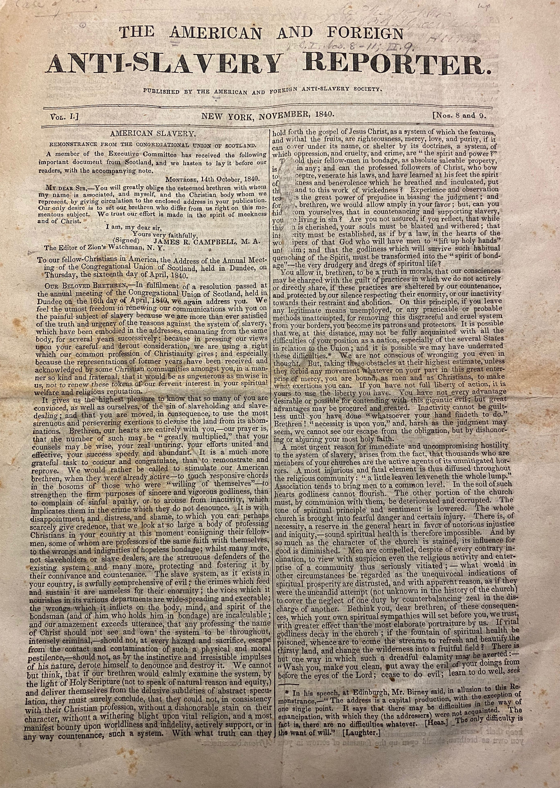 Photos of anti-slavery newspapers, taken by Dorothy Berry as she preps materials for digitization.