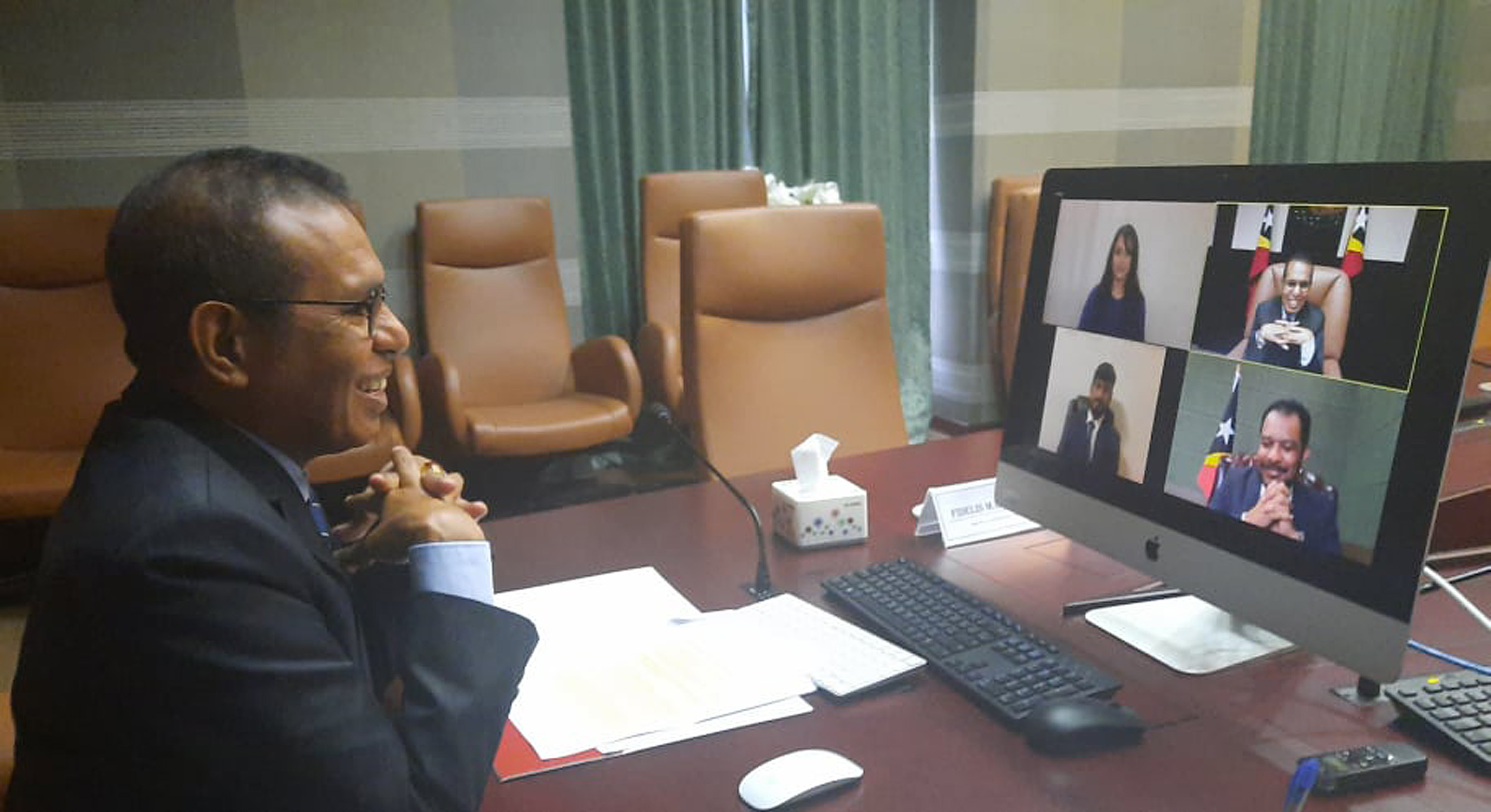 Prime minister Taur Matan Ruak on Zoom.