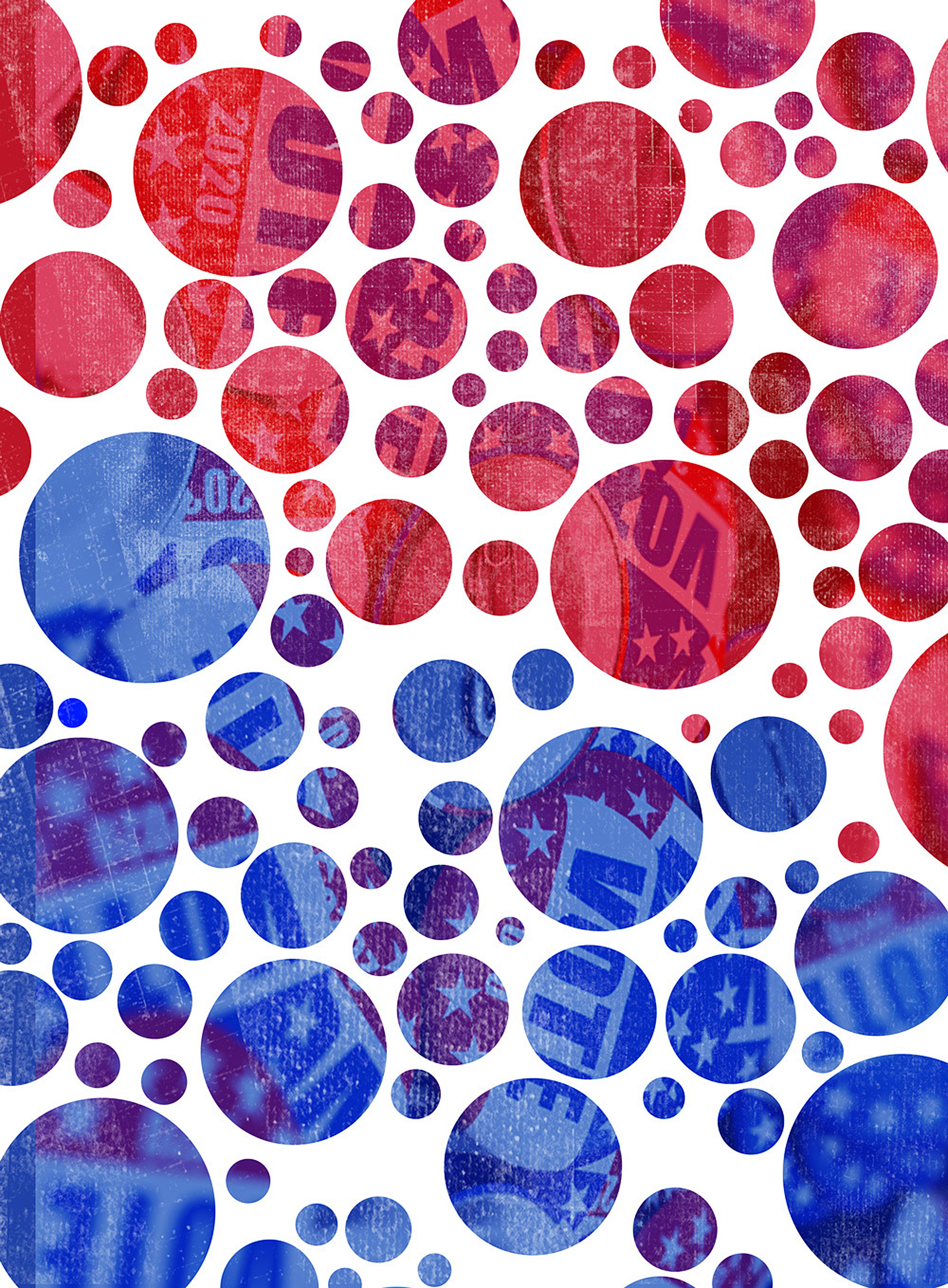 Red and blue bubbles.