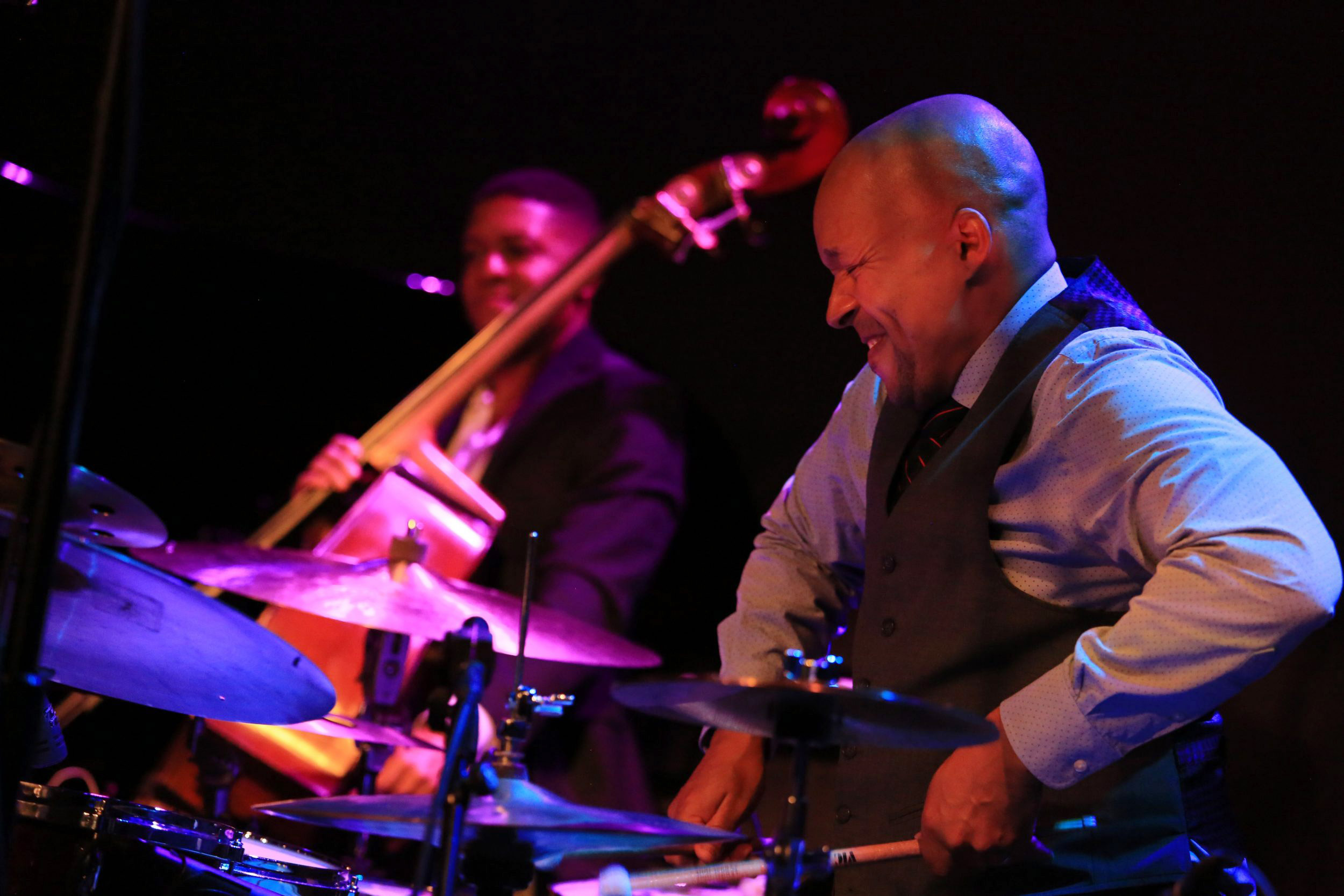 Marcus Baylor playing the drums.