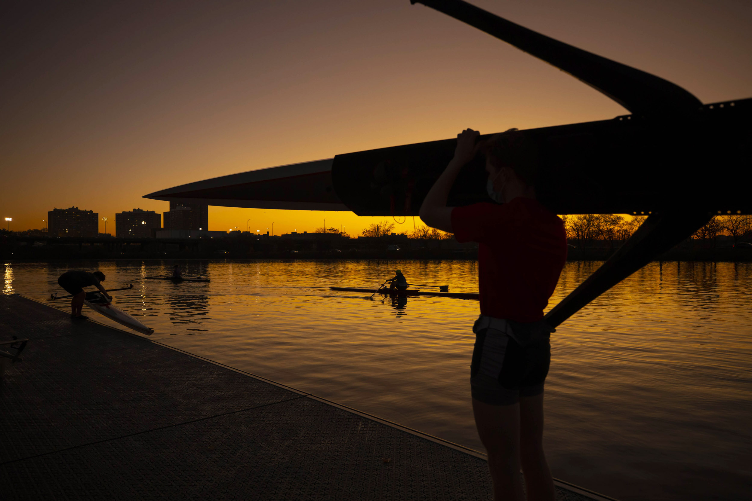 Students return boats.