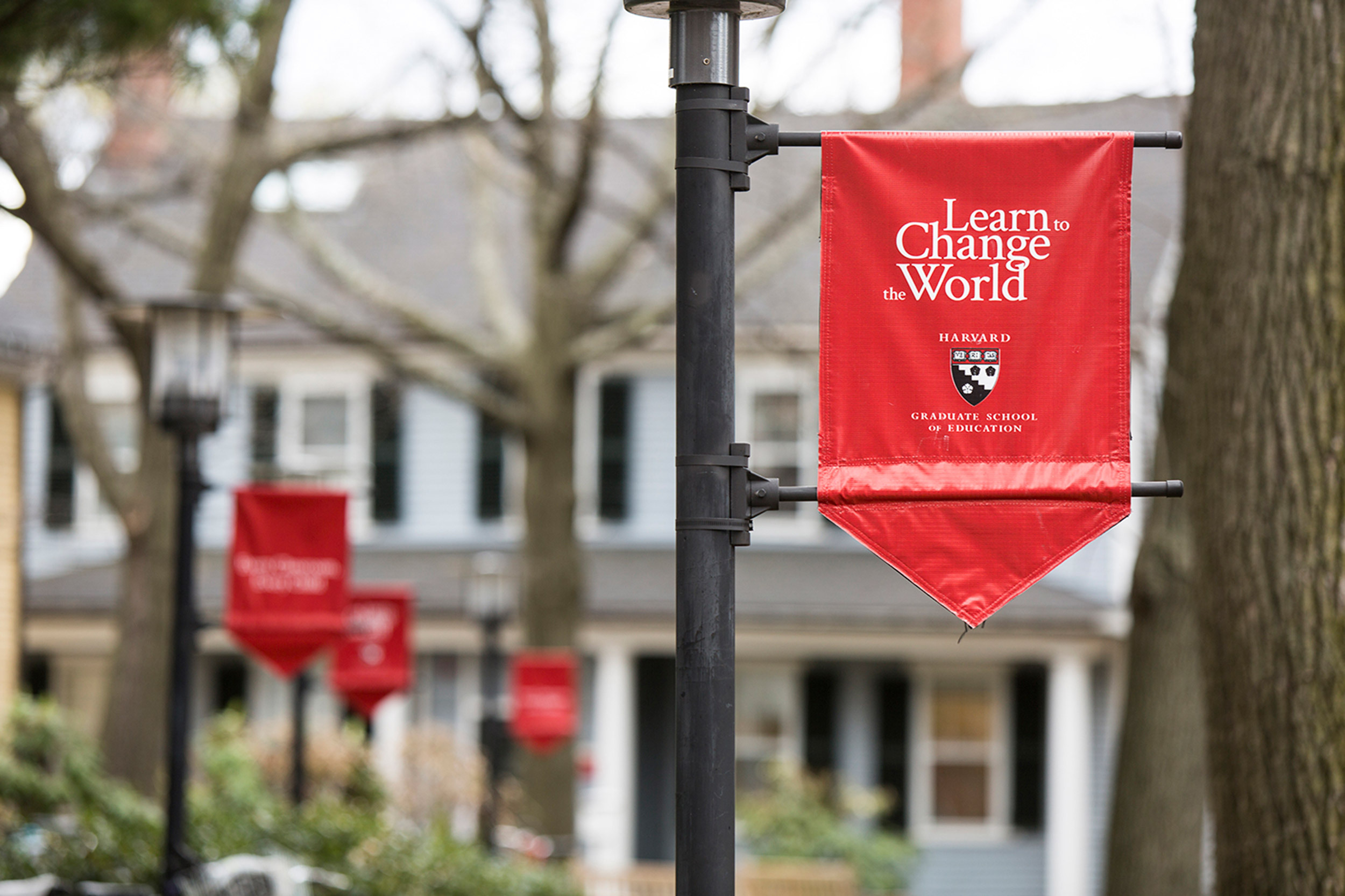 Red banner with white text that reads "learn to change."