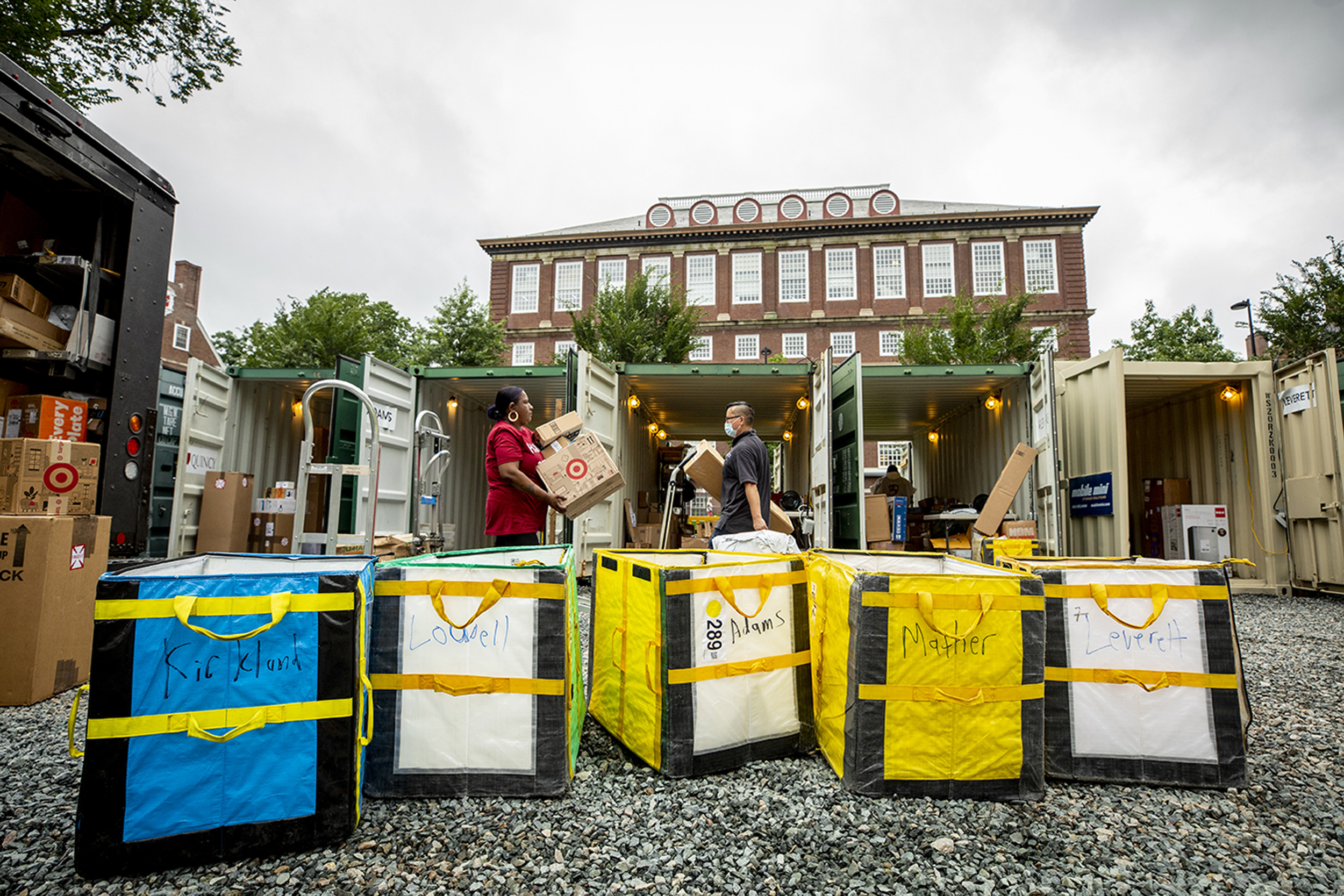 Harvard University students return to campus.