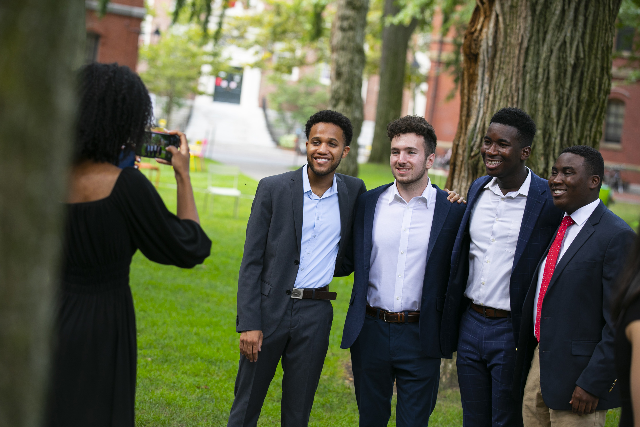 Students having photo taken.