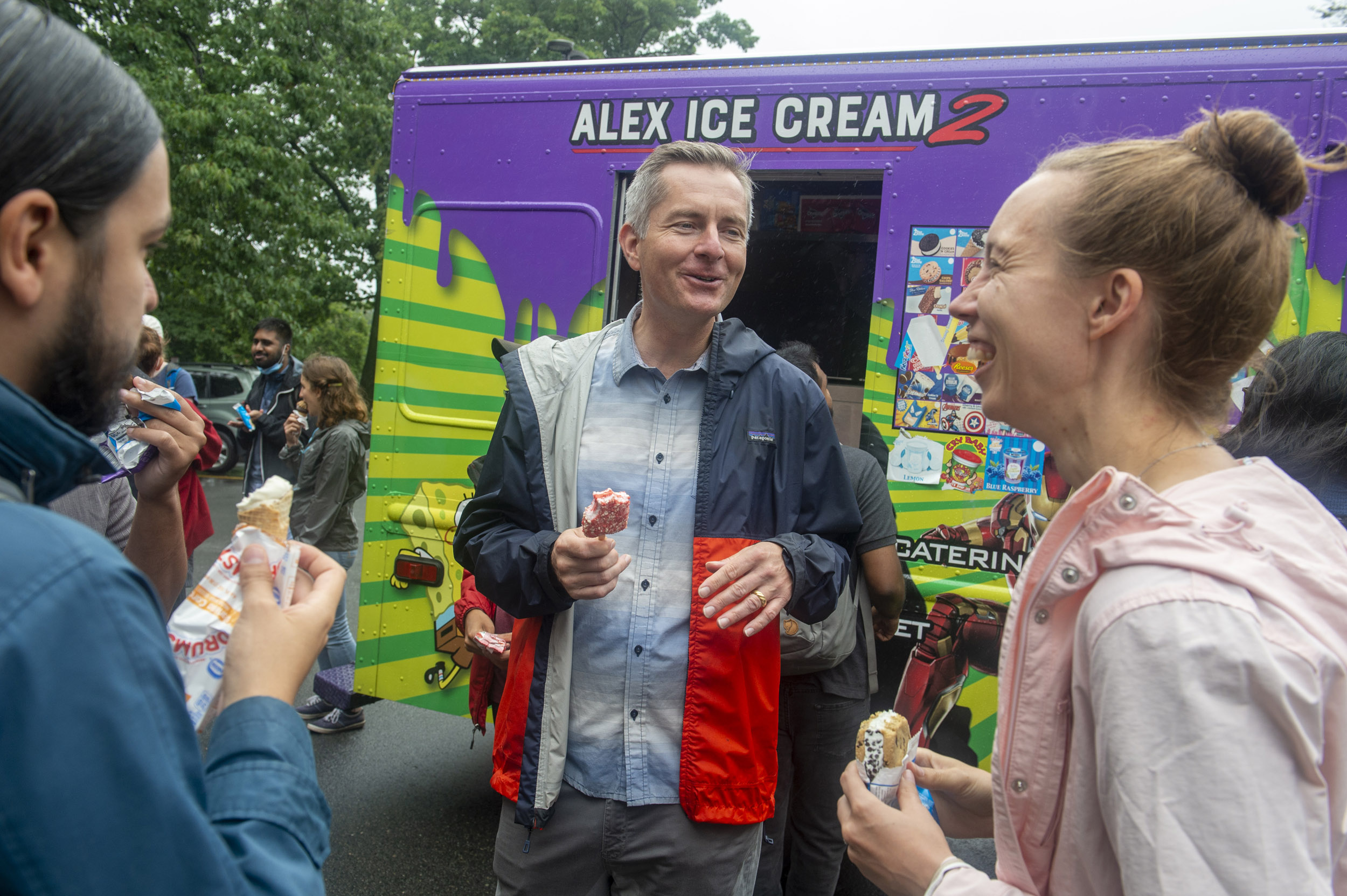 People eating ice cream.