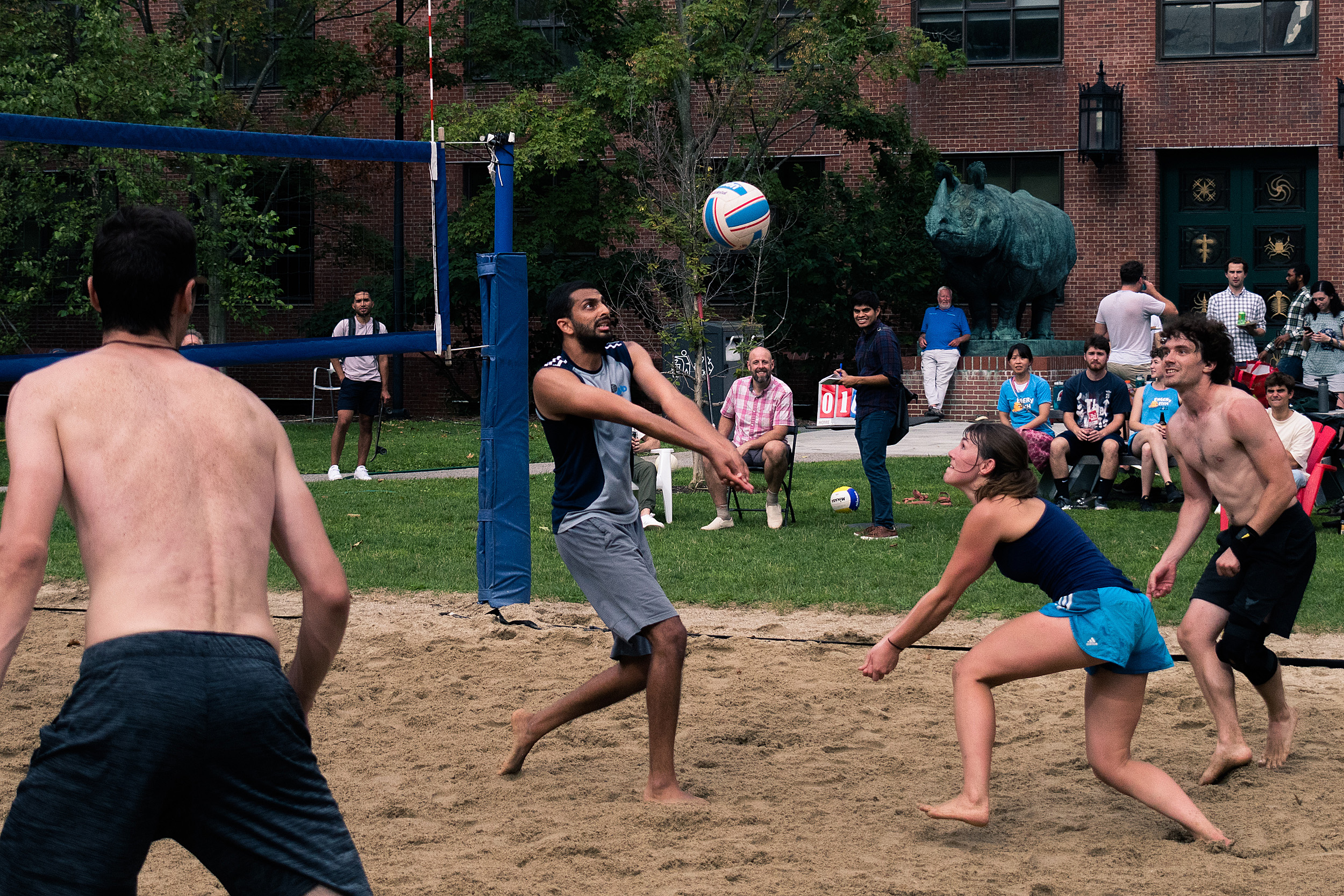 People playing volleyball.