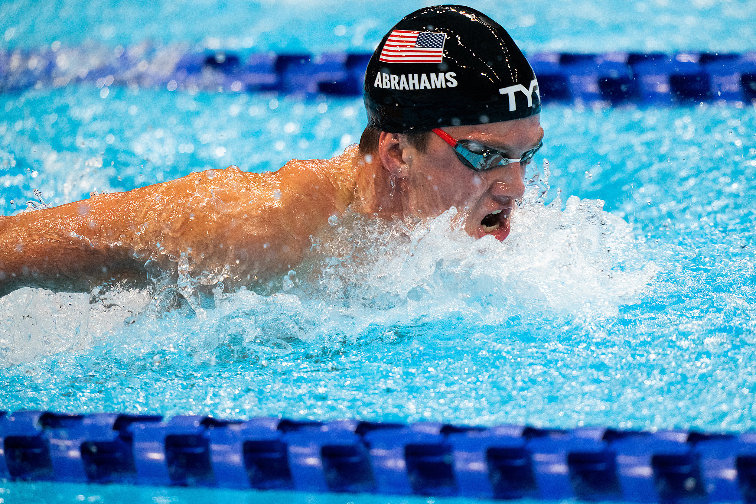 David Abrahams swimming.