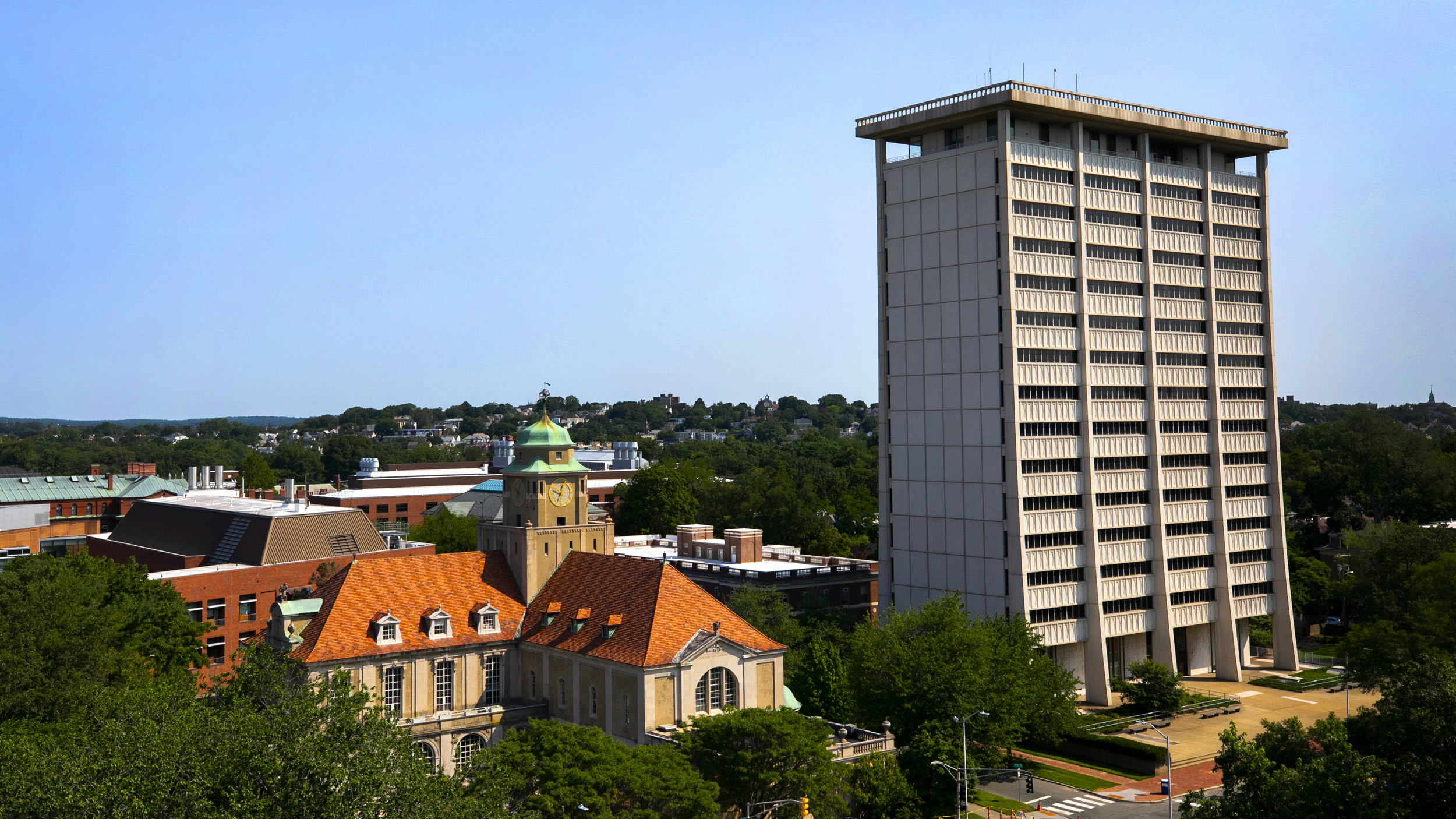 The Minda de Gunzburg Center for European Studies and William James Hall are pictured on Kirkland Street.