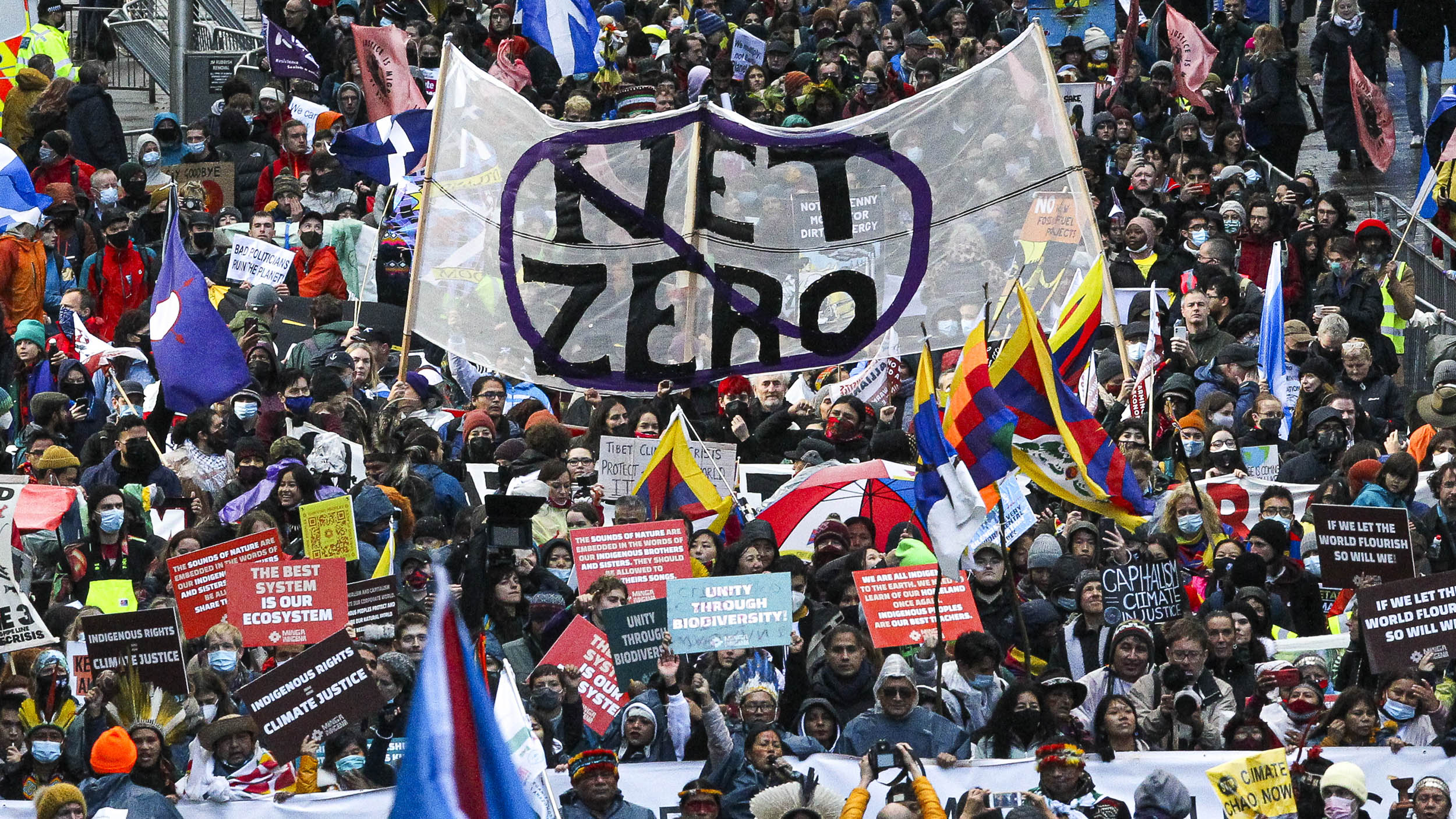 Protesters march through Glasgow during COP26.