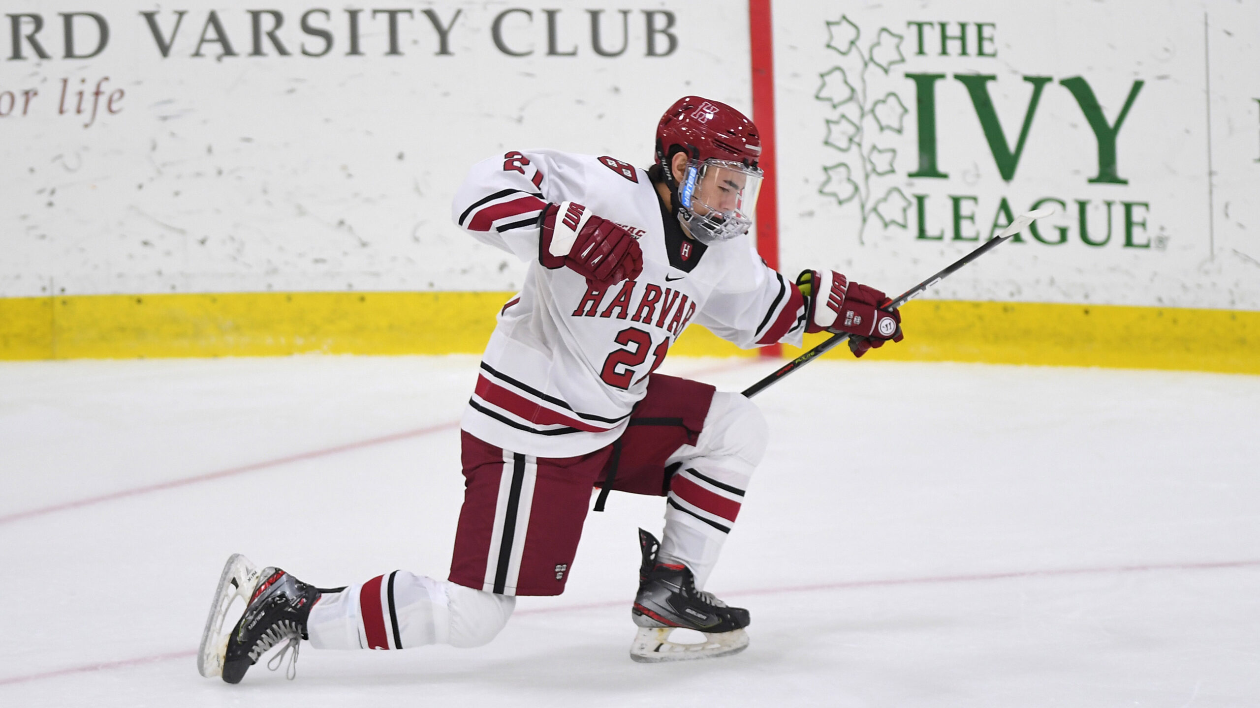 Sean Farrell celebrates on ice.