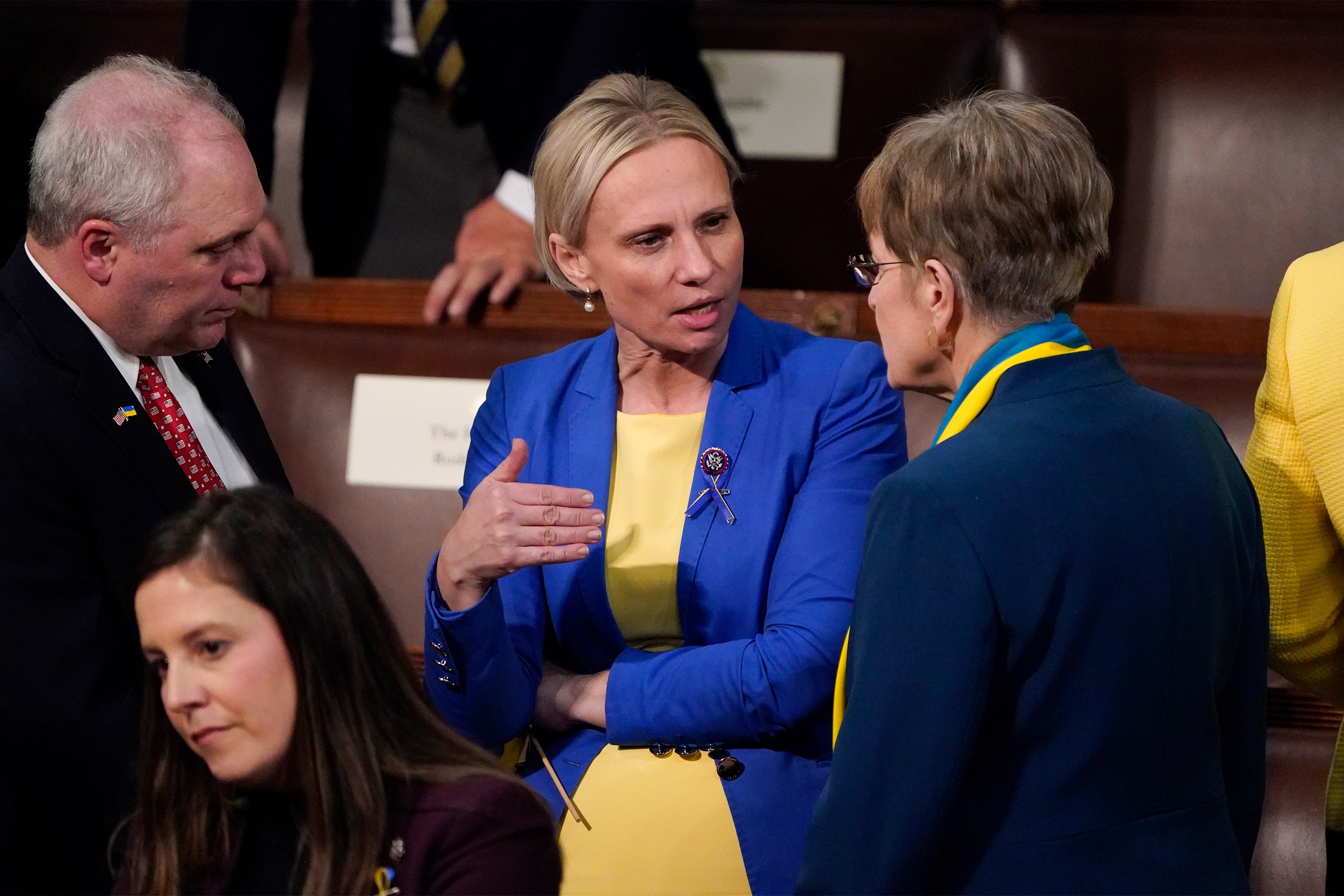 Politicians talking before State of Union.