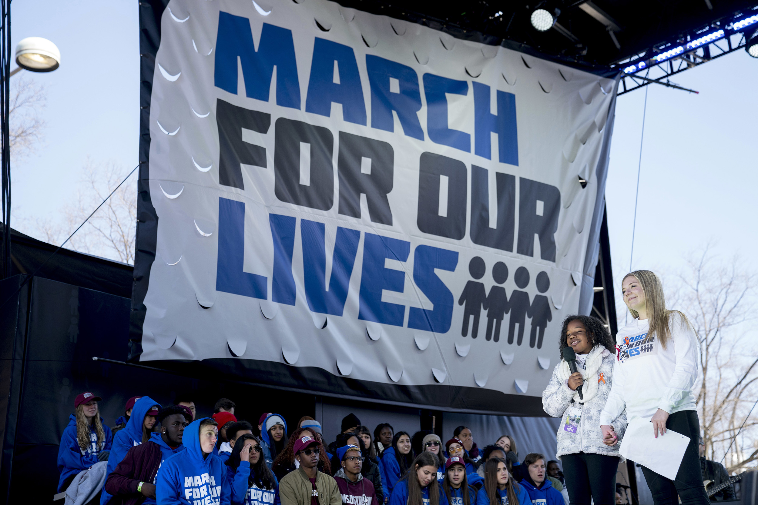 Yolanda Renee King and Jaclyn Corin at March For Our Lives rally in 2018.