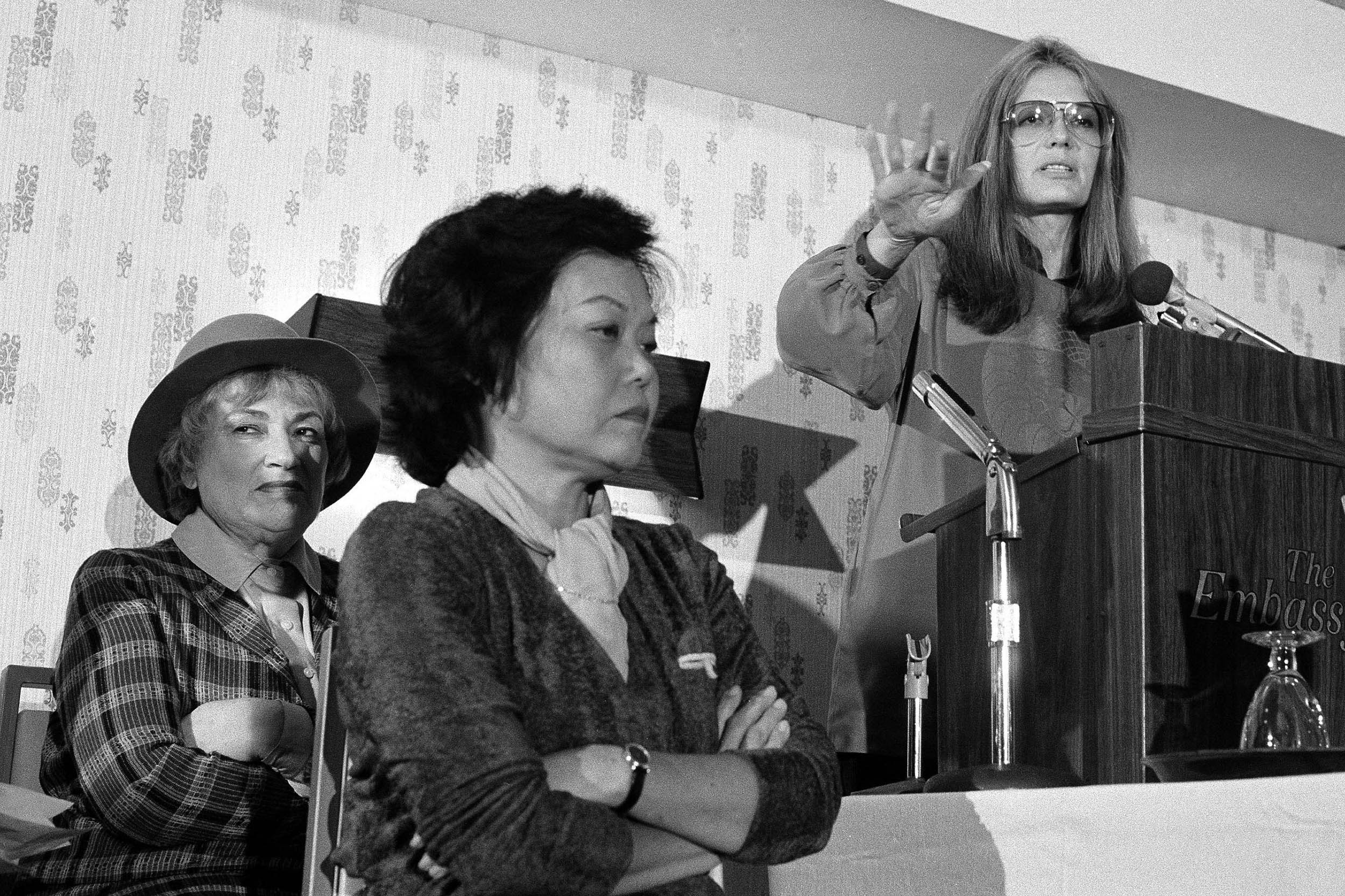 Patsy Mink with Bella Abzug and Gloria Steinem in 1979.