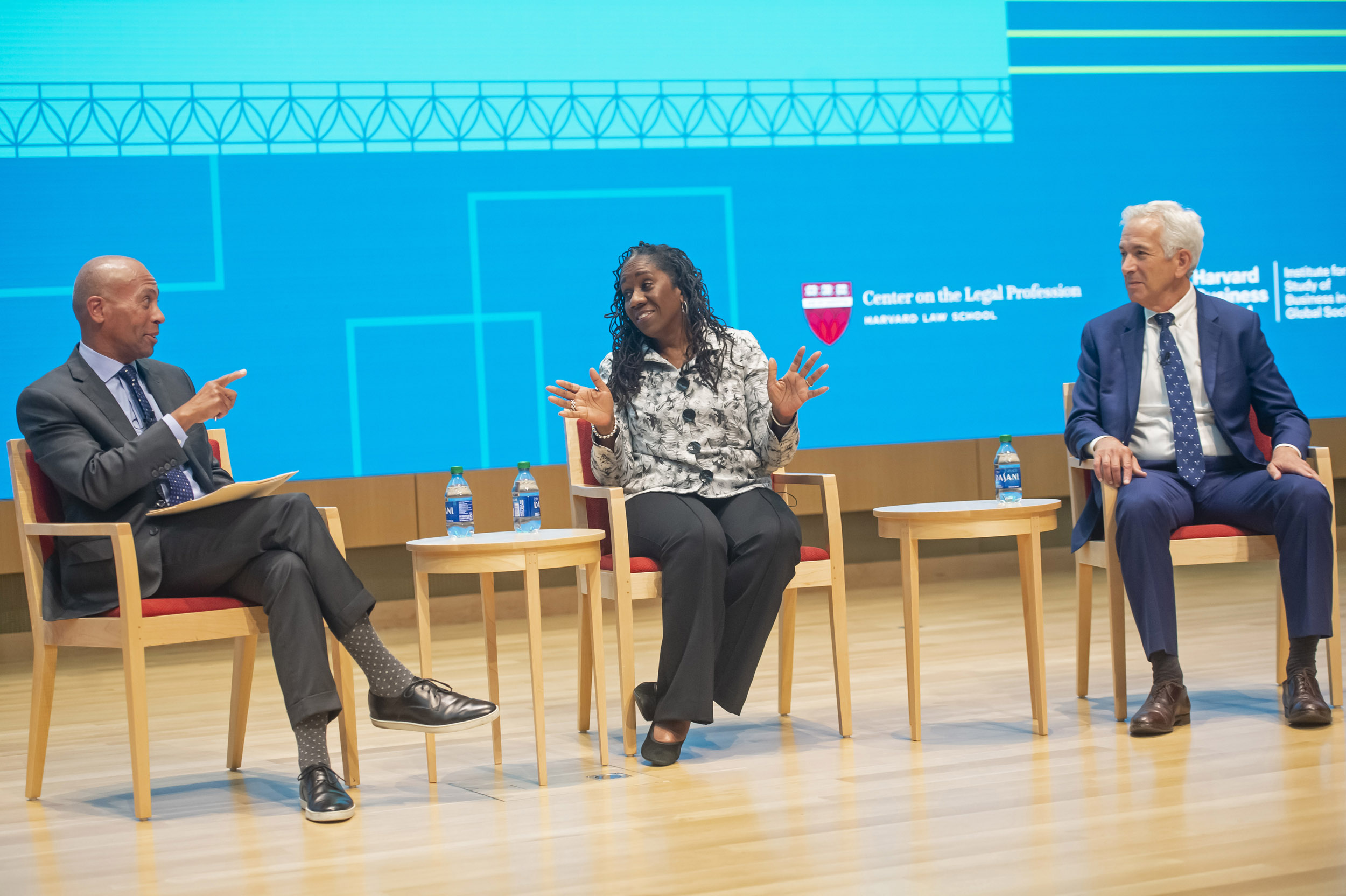 Deval Patrick, Sherrilyn Ifill, Fred Krupp.