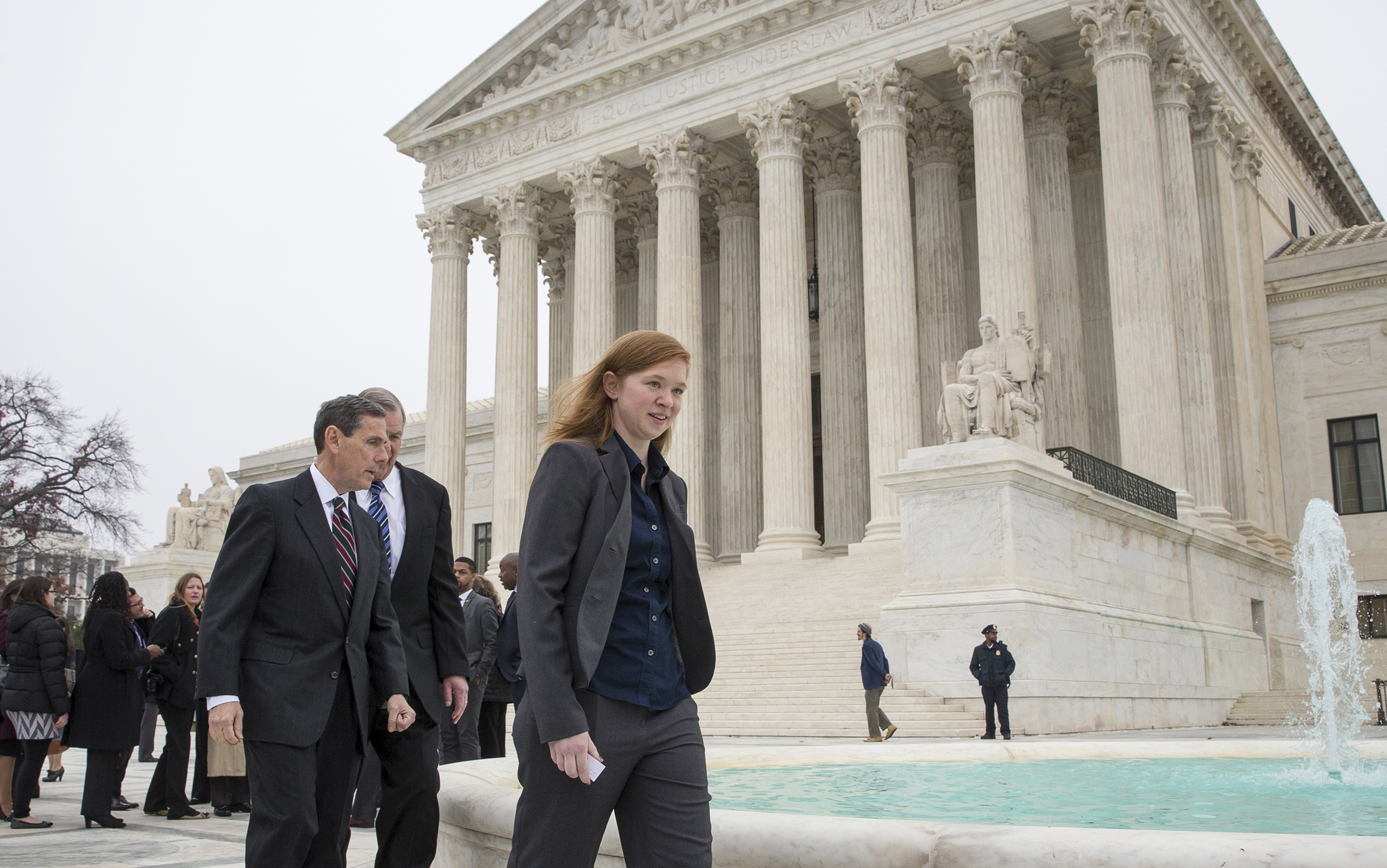 Abigail Fisher and Edward Blum outside Supreme Court.