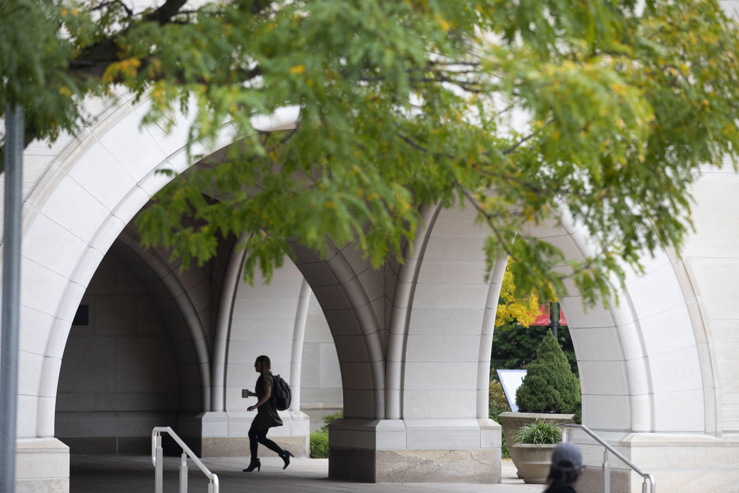 Arches mark the entrance to the Wasserstein Building.