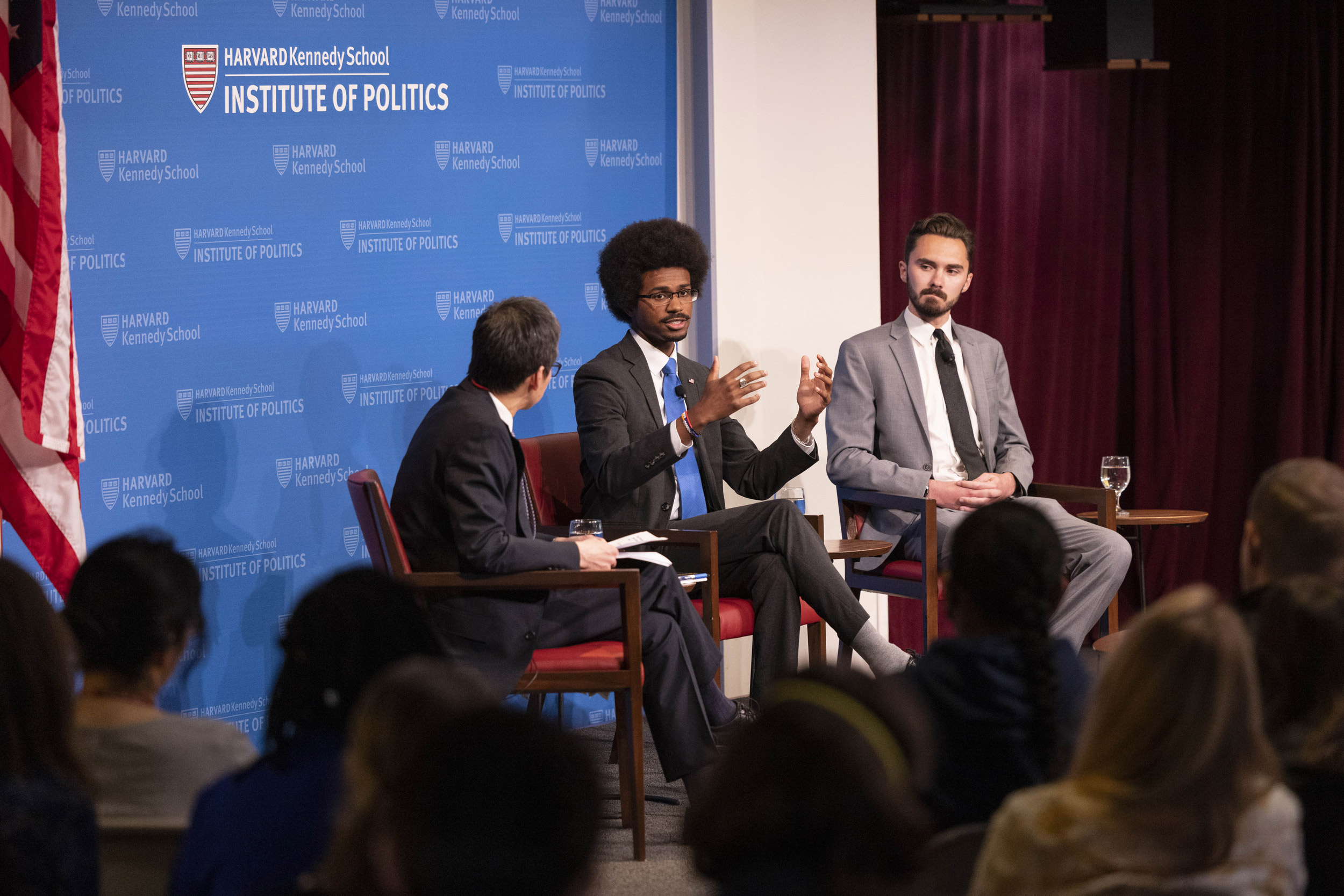 Tennessee Representative Justin J. Pearson, speaks during a conversation with March For Our Lives Founder David Hogg '23 moderated by Archon Fung,