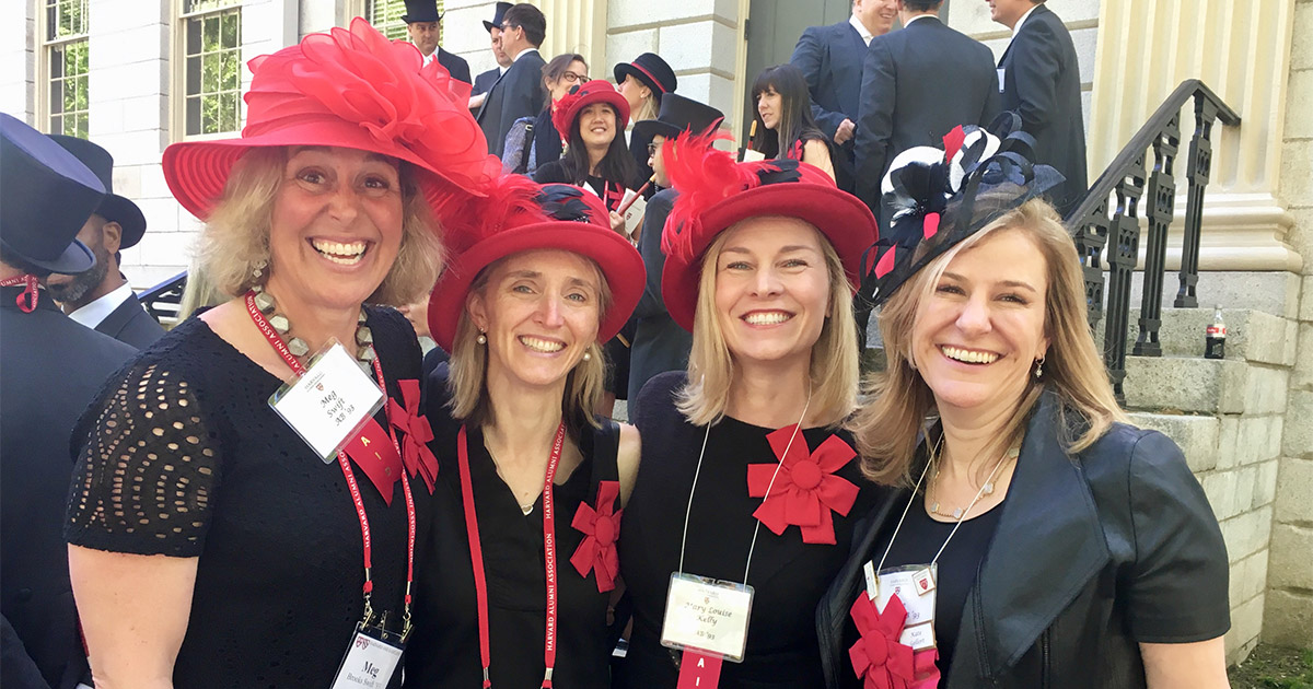 Mary Louise Kelly ’93 with her roommates during their 25th Reunion